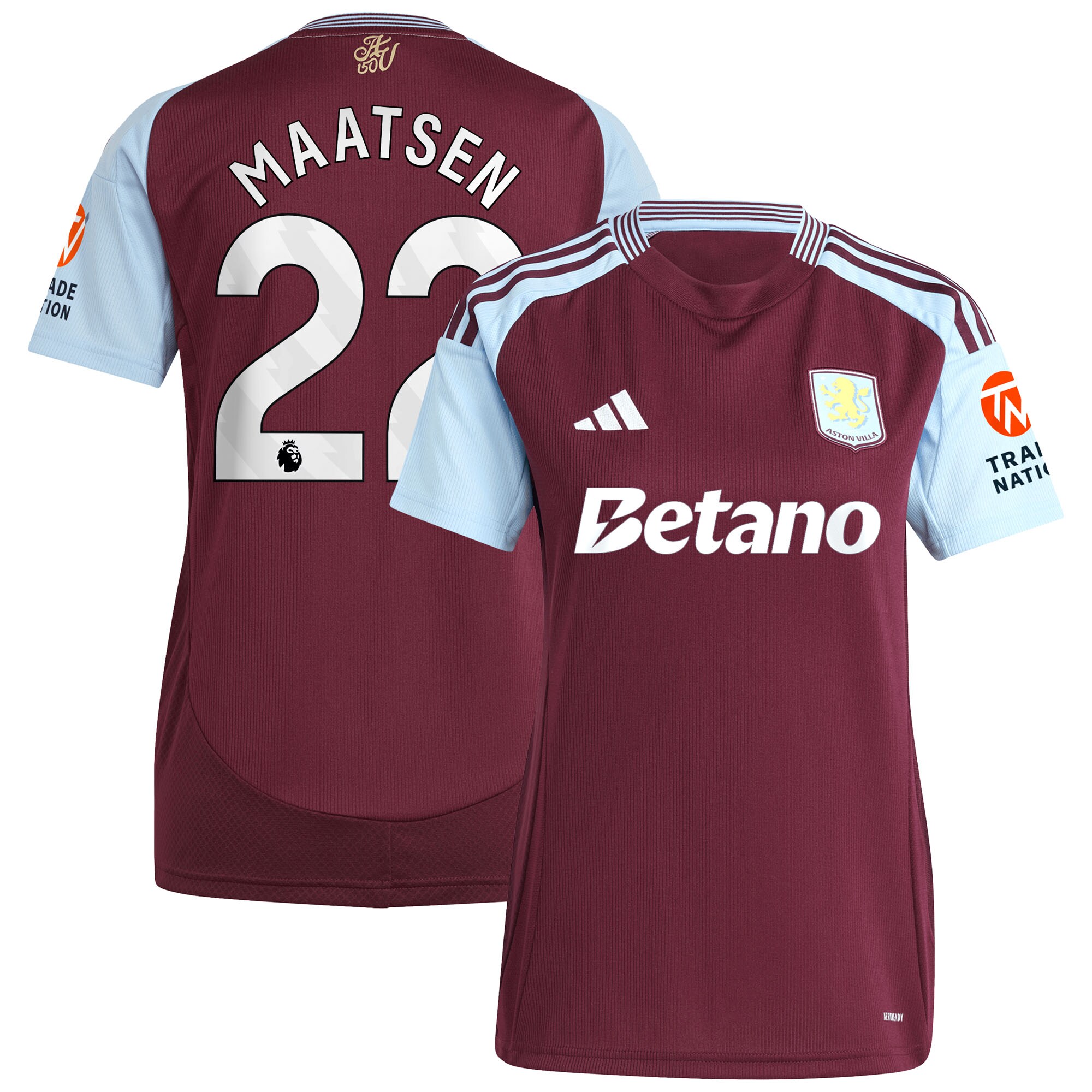 aston villa adidas home shirt 2024-25 – womens with maatsen 22 printing Collection | Authentic Aston Villa Shirts