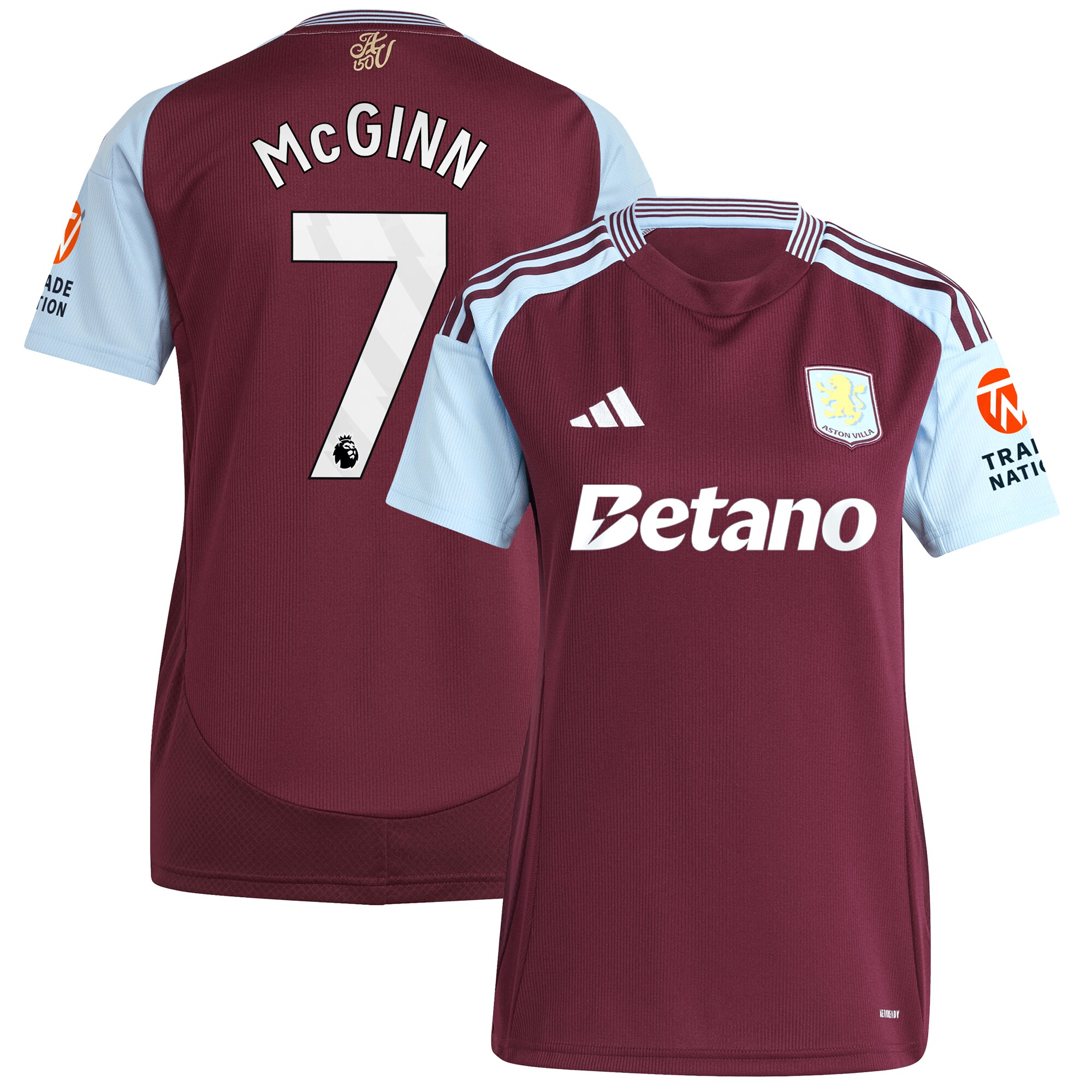 aston villa adidas home shirt 2024-25 – womens with mcginn 7 printing Collection | Authentic Aston Villa Shirts