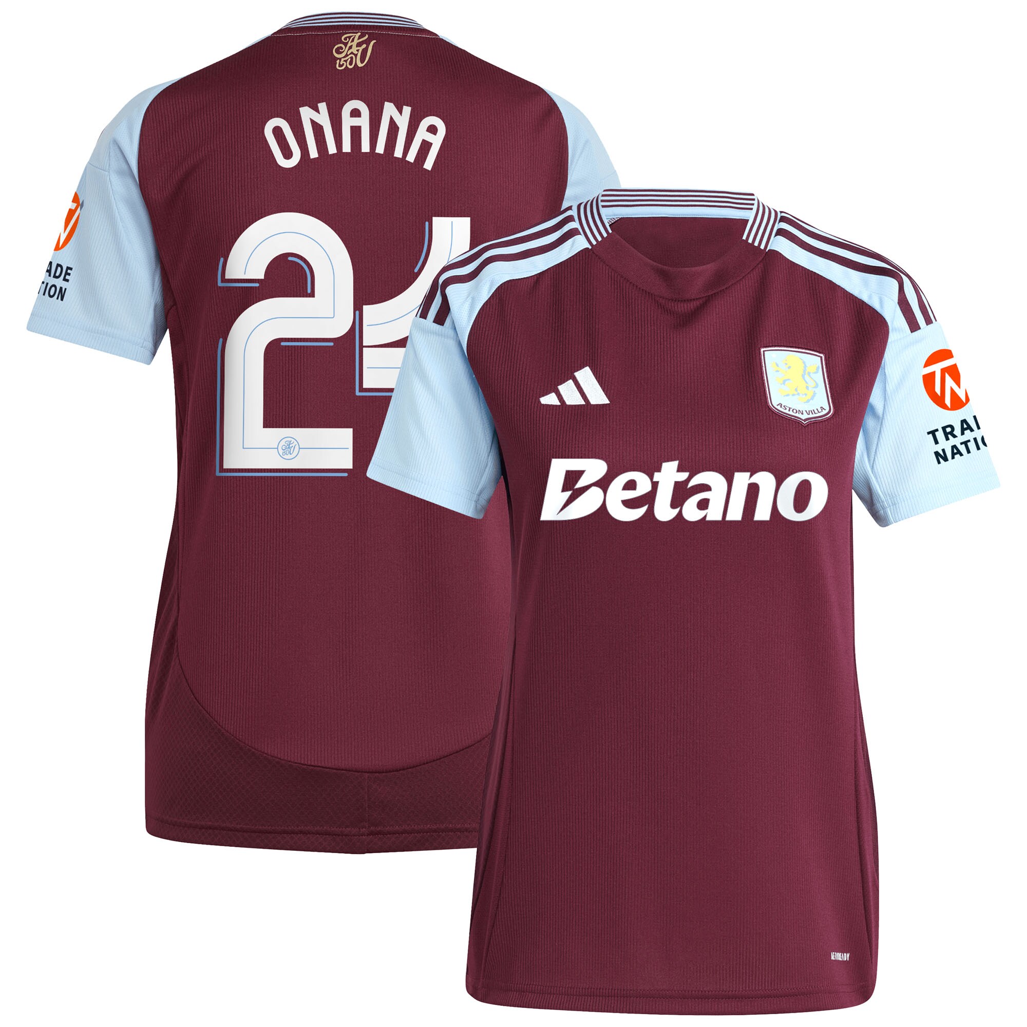 aston villa adidas home shirt 2024-25 – womens with onana 24 cup printing Collection | Authentic Aston Villa Shirts