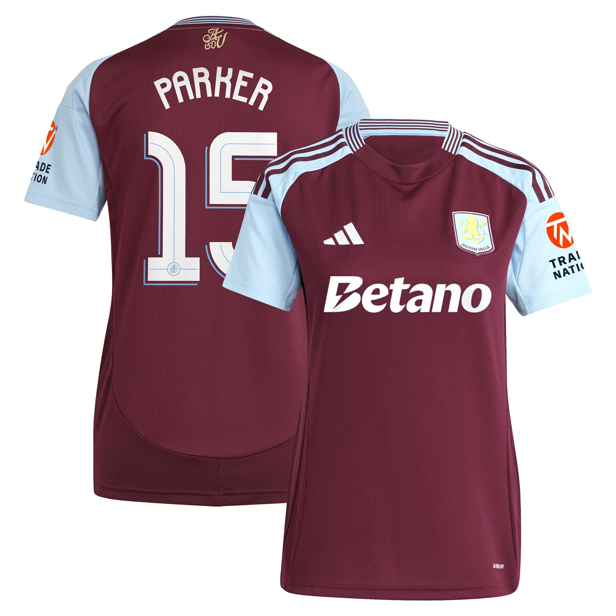 aston villa adidas home shirt 2024-25 – womens with parker 15 cup printing Collection | Authentic Aston Villa Shirts