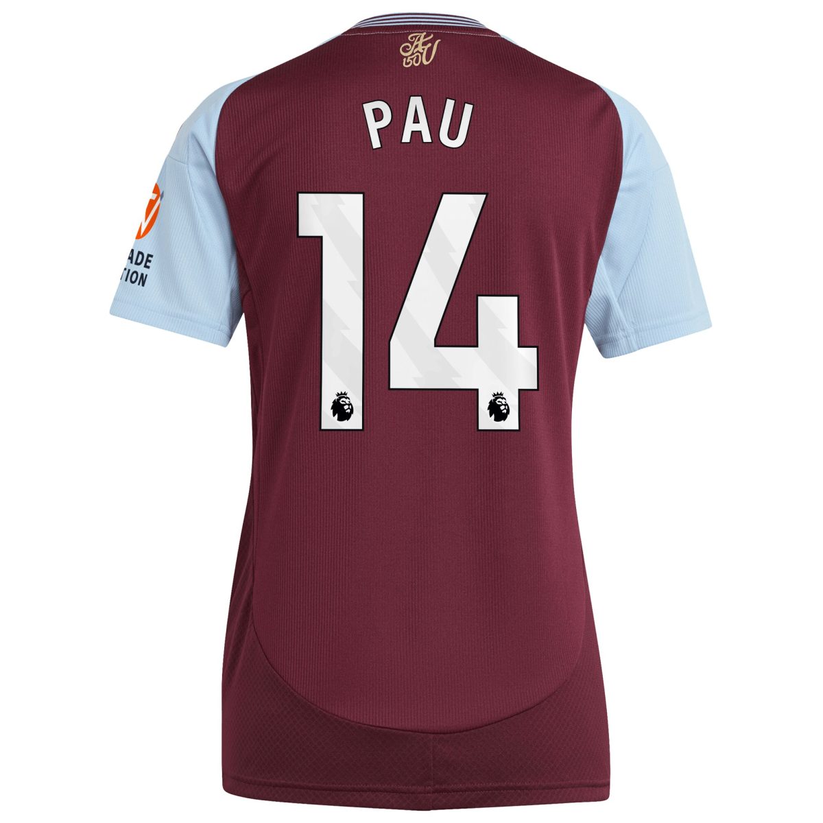 aston villa adidas home shirt 2024-25 – womens with pau 14 printing Collection | Authentic Aston Villa Shirts