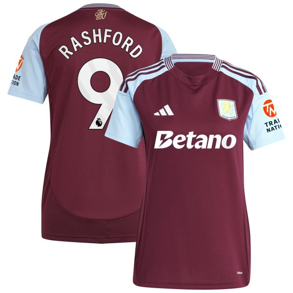 aston villa adidas home shirt 2024-25 – womens with rashford 9 printing Collection | Authentic Aston Villa Shirts