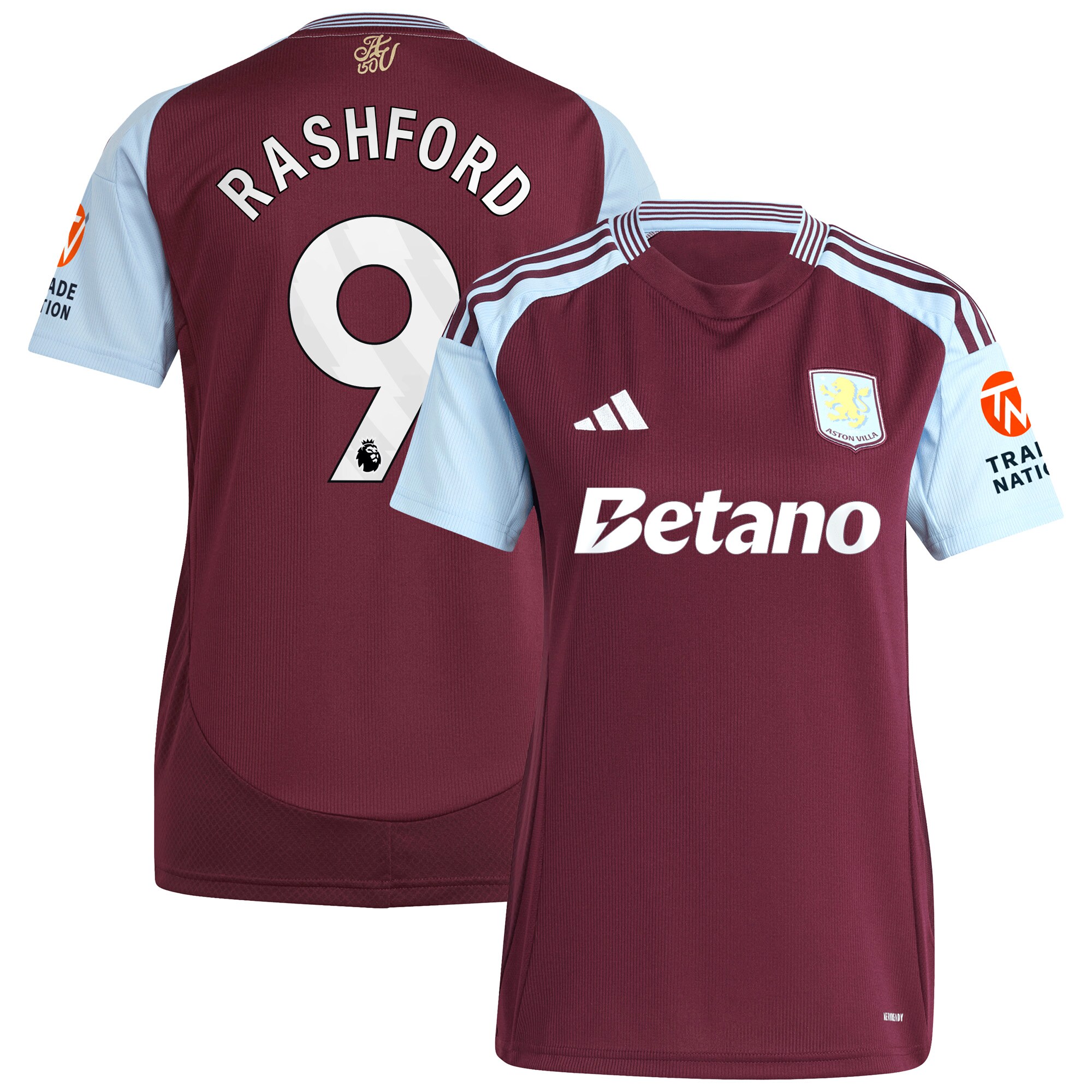 aston villa adidas home shirt 2024-25 – womens with rashford 9 printing Collection | Authentic Aston Villa Shirts