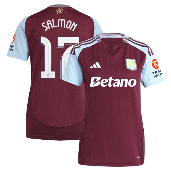 aston villa adidas home shirt 2024-25 – womens with salmon 17 cup printing Collection | Authentic Aston Villa Shirts