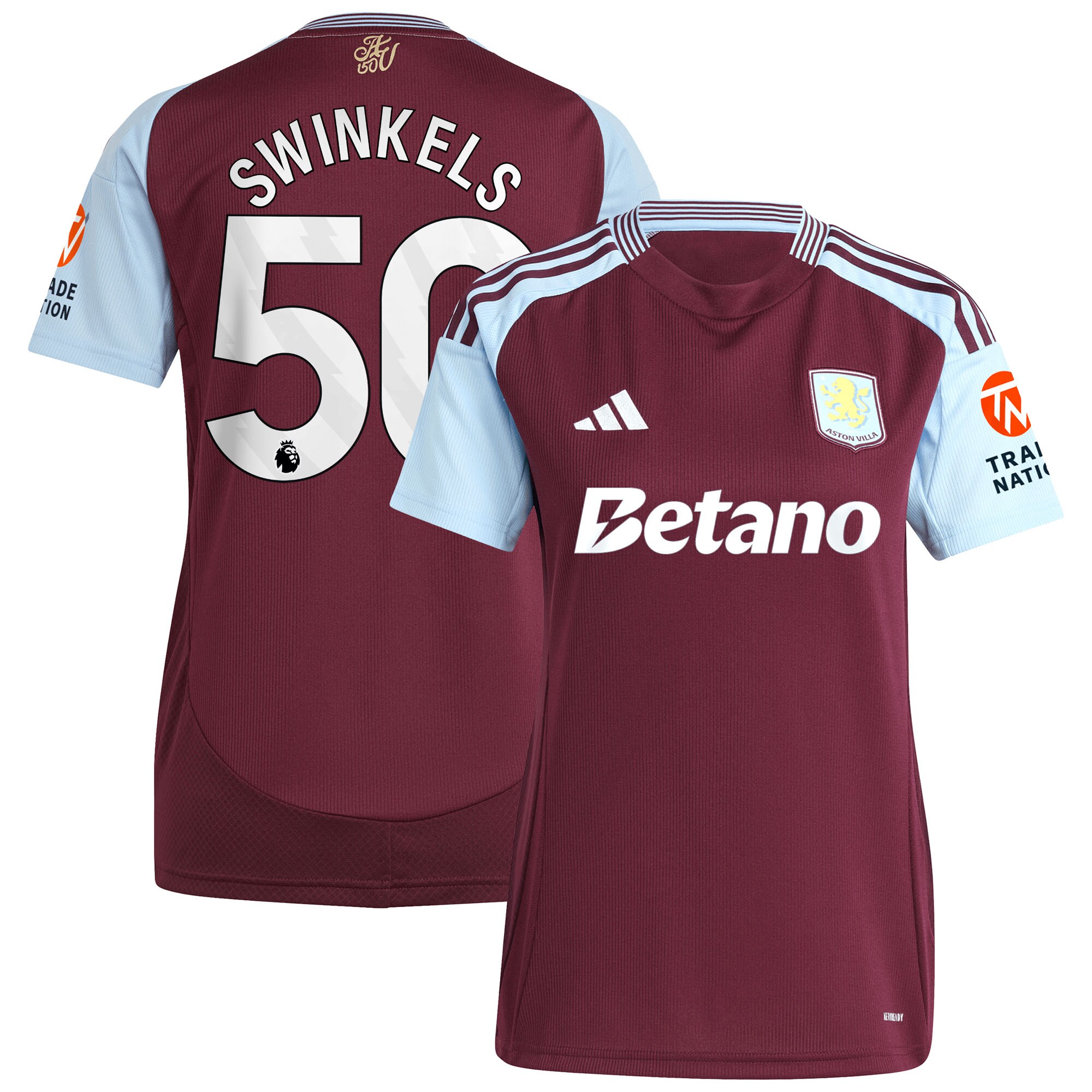 aston villa adidas home shirt 2024-25 – womens with swinkels 50 printing Collection | Authentic Aston Villa Shirts