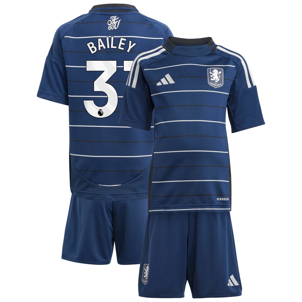 aston villa adidas third minikit 2024-25 with bailey 31 printing Collection | Authentic Aston Villa Shirts