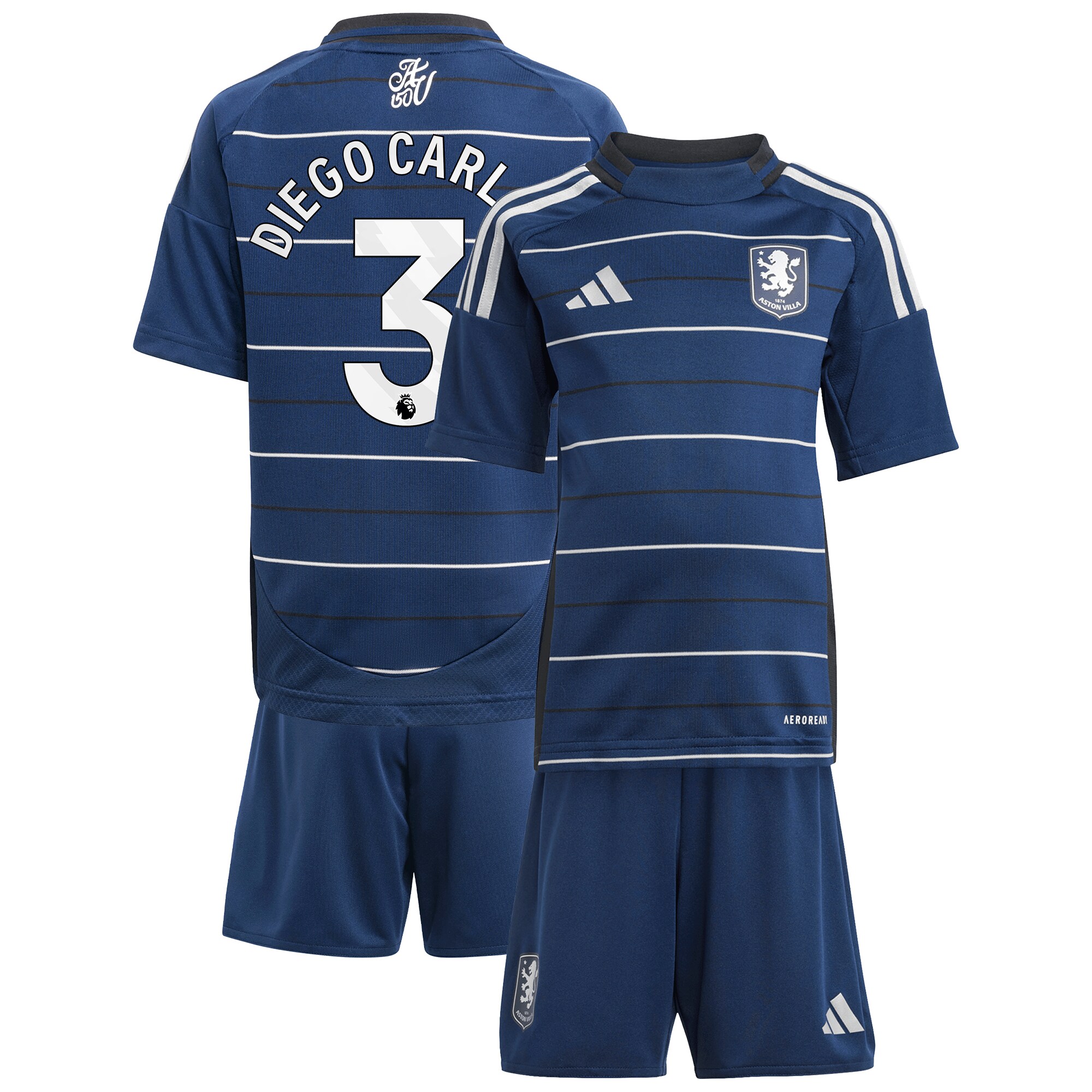 aston villa adidas third minikit 2024-25 with diego carlos 3 printing Collection | Authentic Aston Villa Shirts