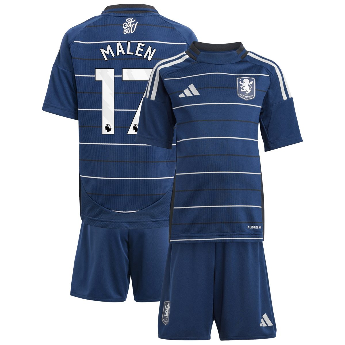 aston villa adidas third minikit 2024-25 with malen 17 printing Collection | Authentic Aston Villa Shirts