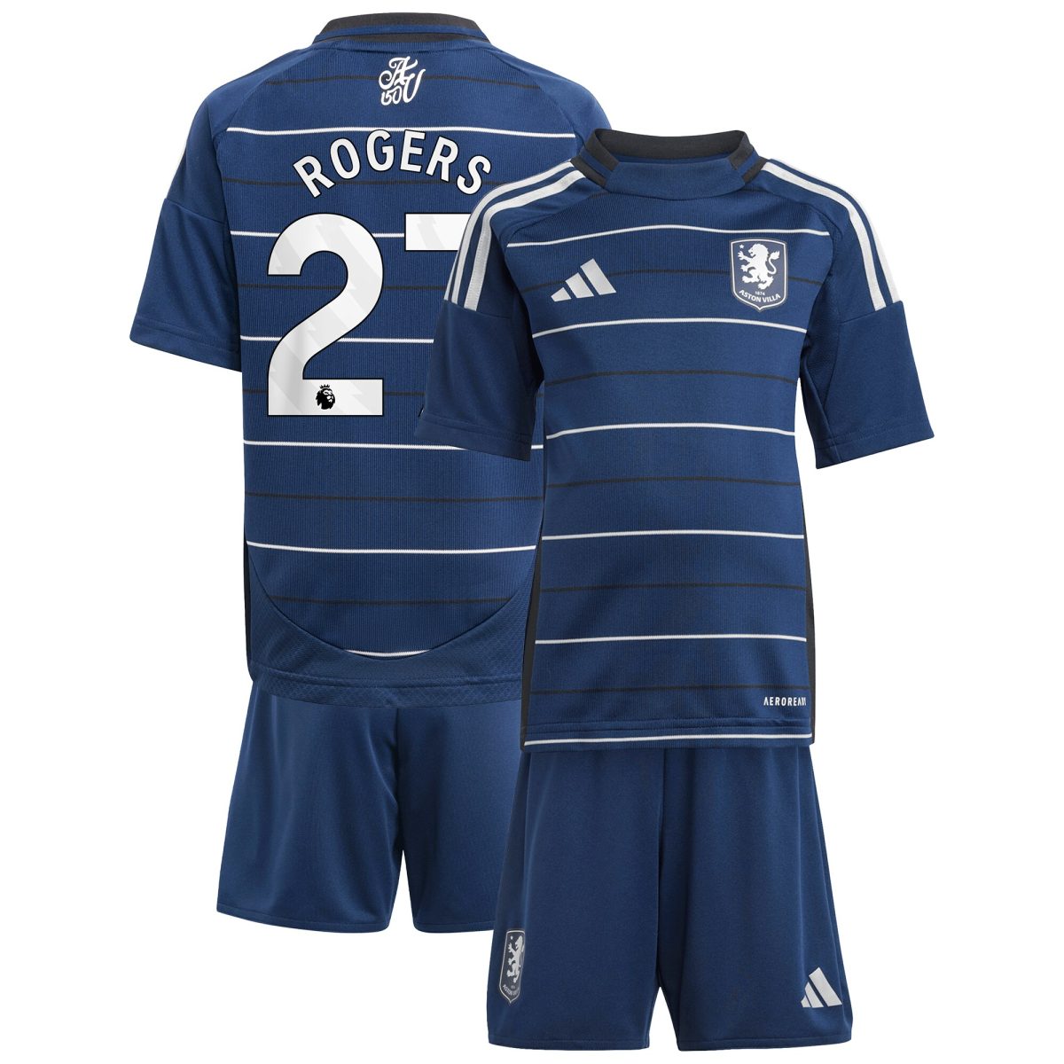 aston villa adidas third minikit 2024-25 with rogers 27 printing Collection | Authentic Aston Villa Shirts