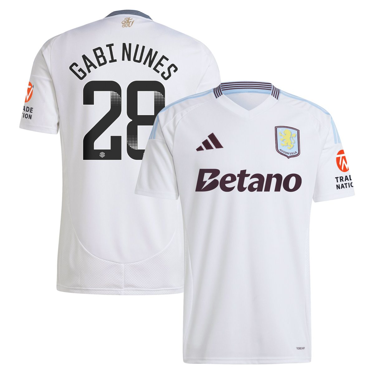 aston villa adidas wsl away shirt 2024-25 with gabi nunes 28 printing Collection | Authentic Aston Villa Shirts