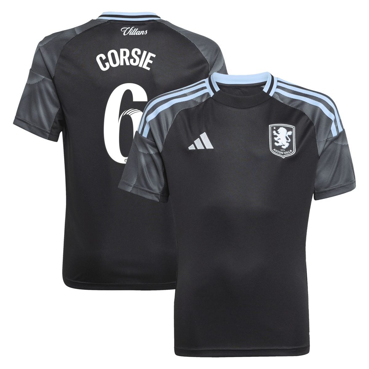 aston villa adidas wsl away shirt 2025-26 – kids with corsie 6 printing Collection | Authentic Aston Villa Shirts