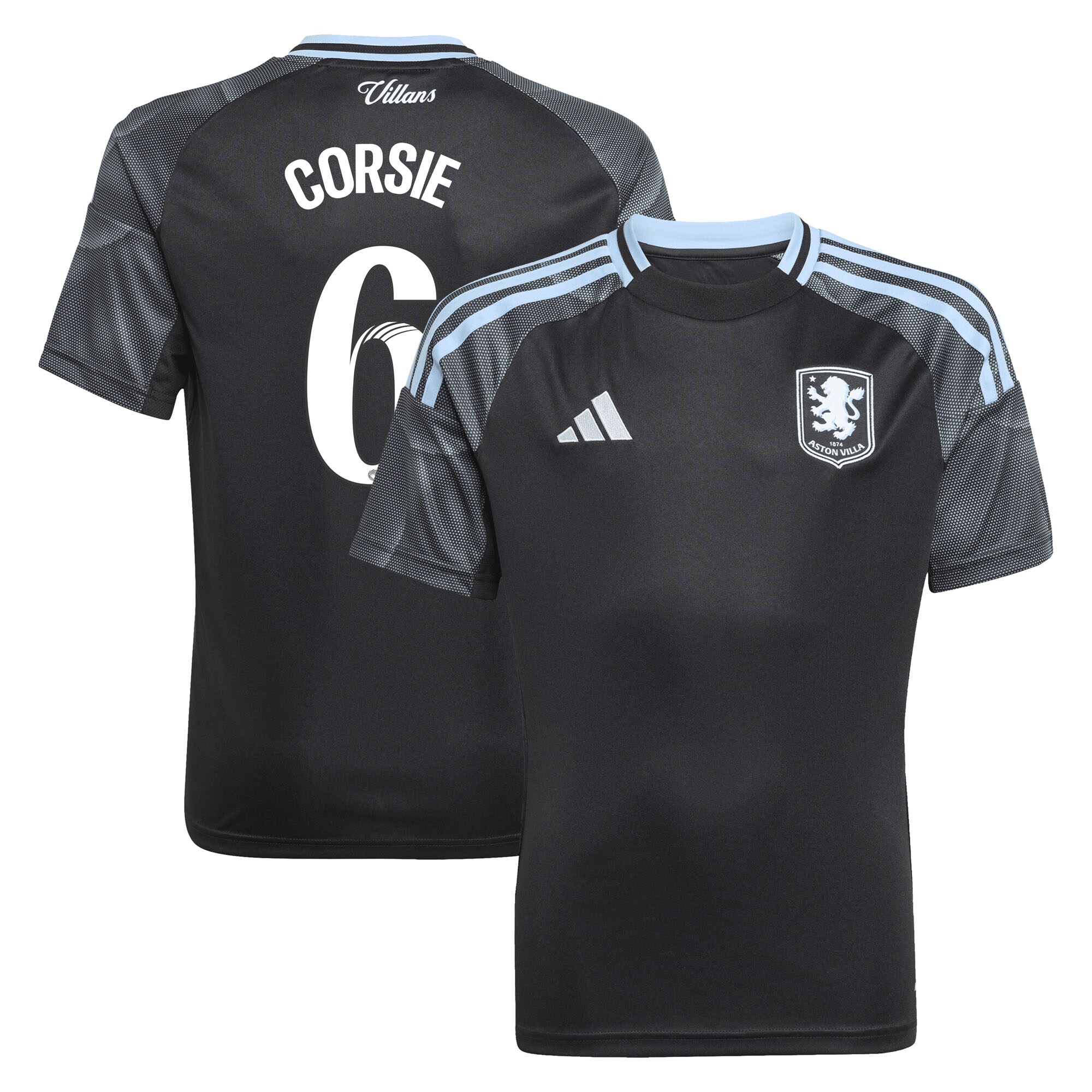 aston villa adidas wsl away shirt 2025-26 – kids with corsie 6 printing Collection | Authentic Aston Villa Shirts