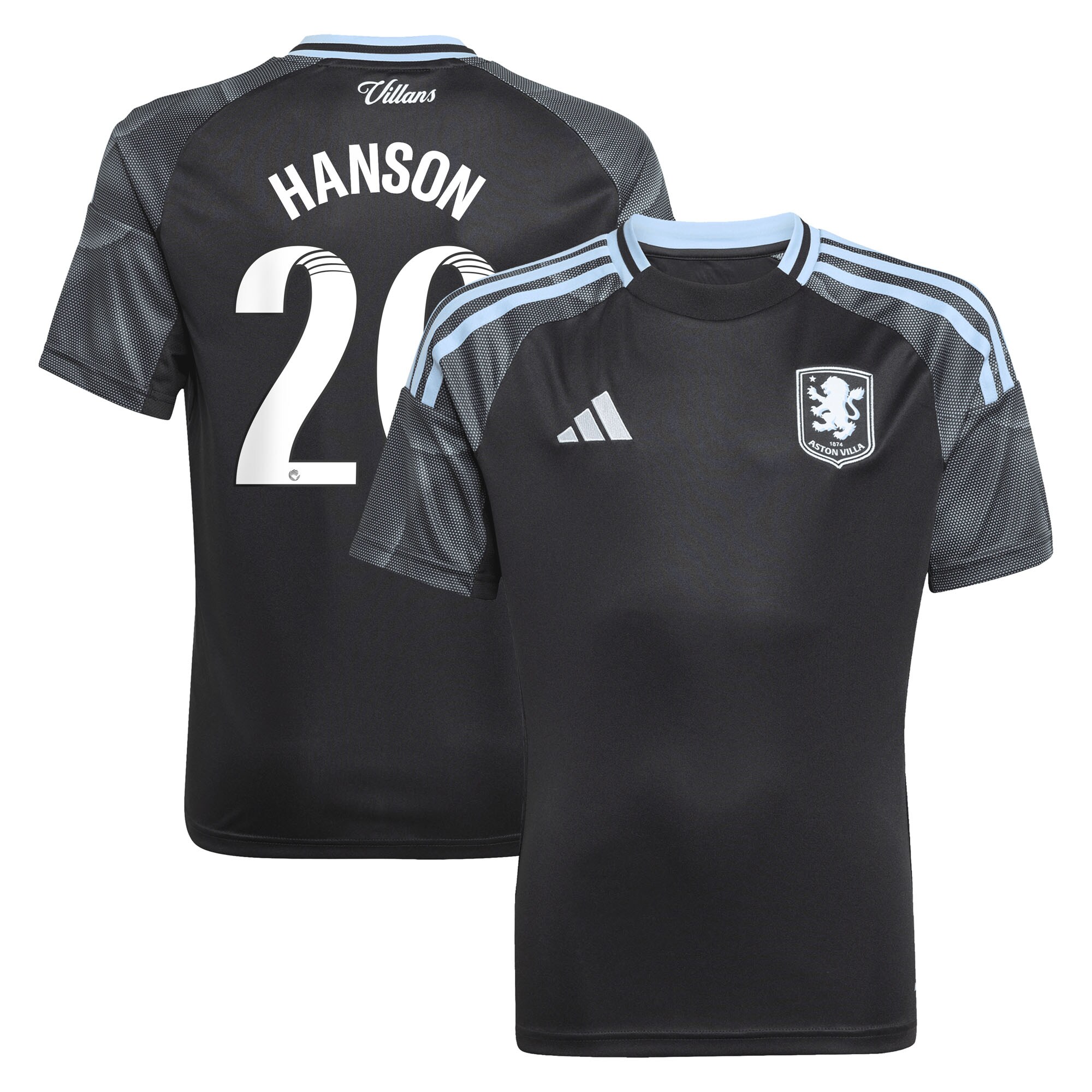aston villa adidas wsl away shirt 2025-26 – kids with hanson 20 printing Collection | Authentic Aston Villa Shirts
