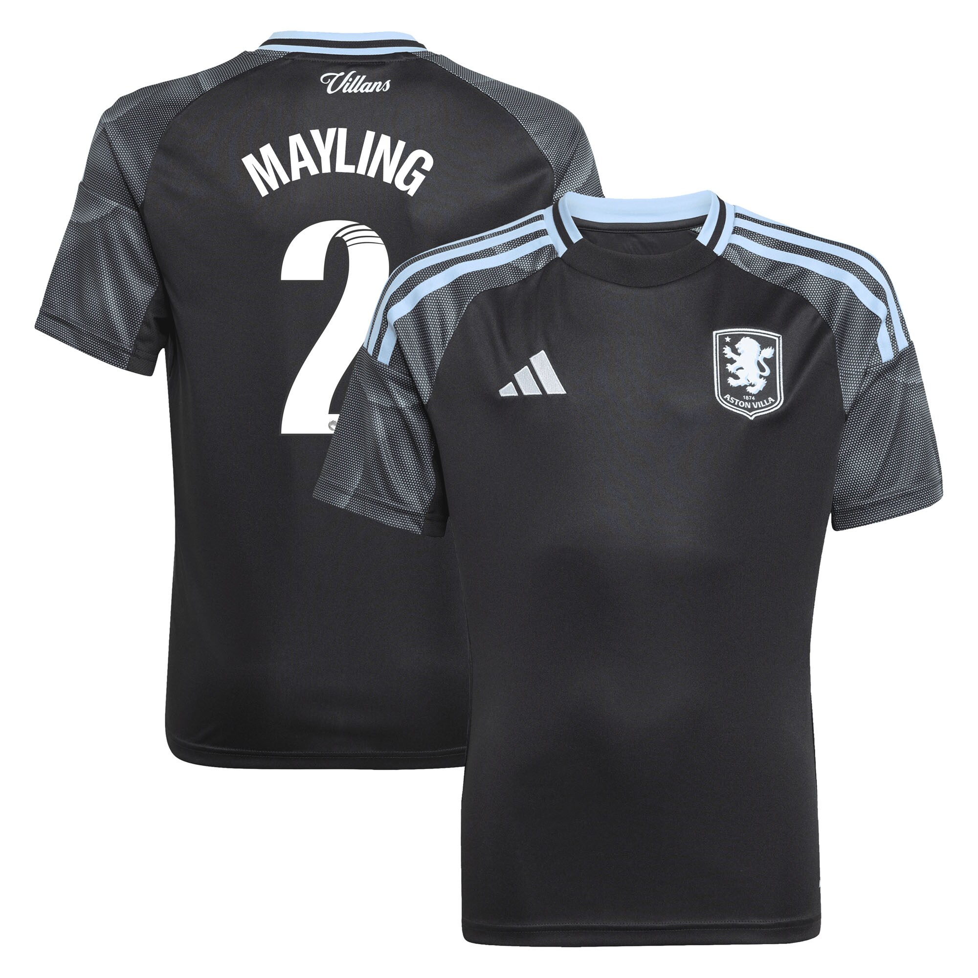 aston villa adidas wsl away shirt 2025-26 – kids with mayling 2 printing Collection | Authentic Aston Villa Shirts