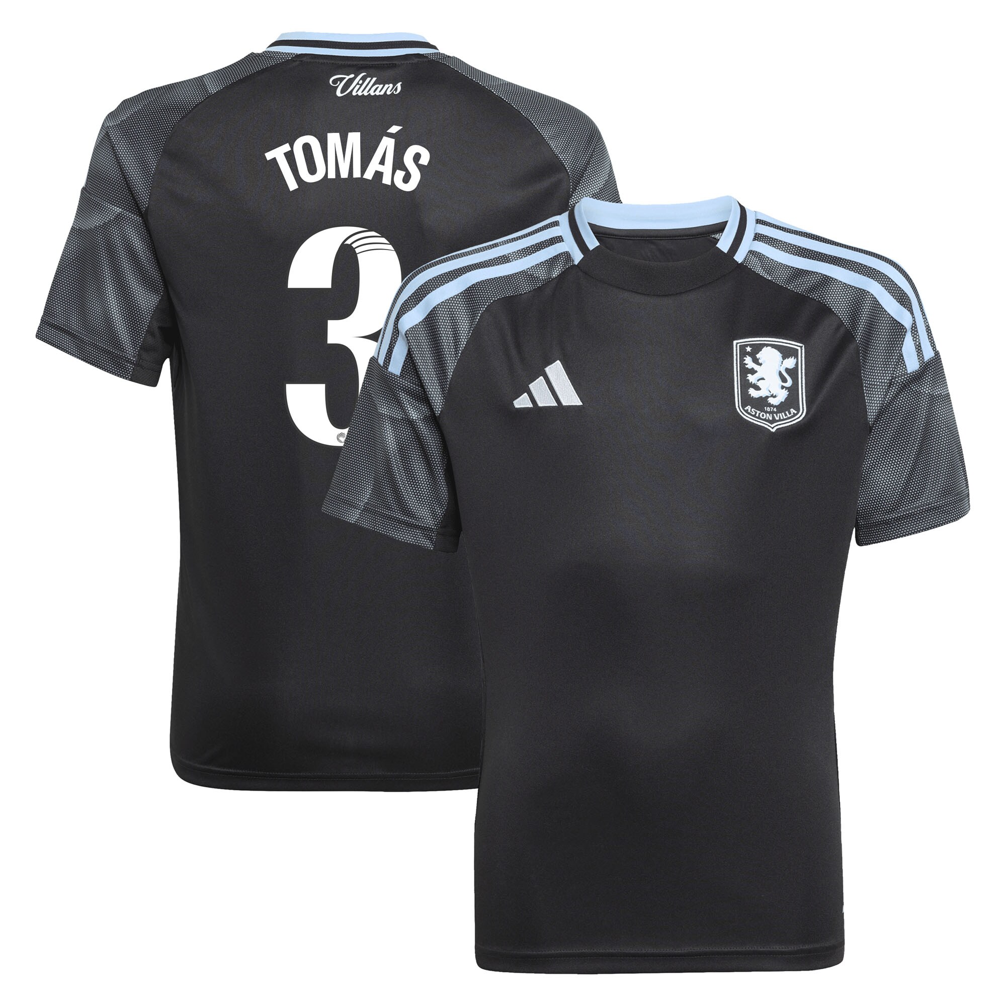 aston villa adidas wsl away shirt 2025-26 – kids with tomás 3 printing Collection | Authentic Aston Villa Shirts
