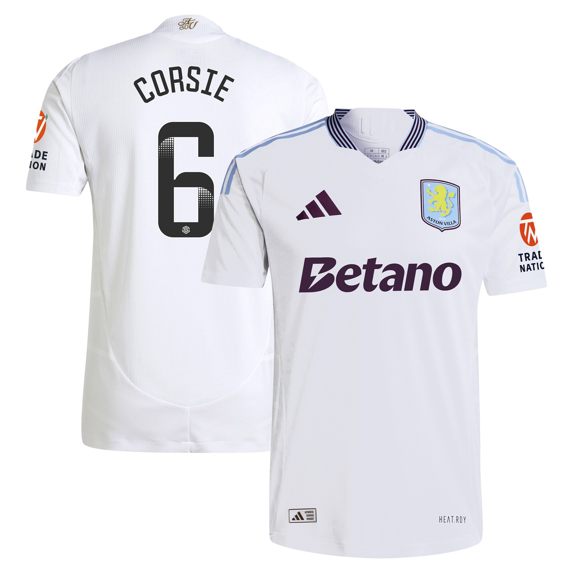 aston villa wsl adidas away authentic shirt 2024-25 with corsie 6 printing Collection | Authentic Aston Villa Shirts