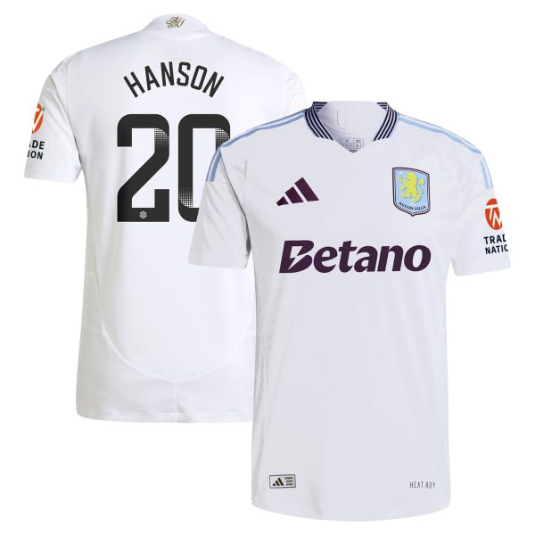 aston villa wsl adidas away authentic shirt 2024-25 with hanson 20 printing Collection | Authentic Aston Villa Shirts