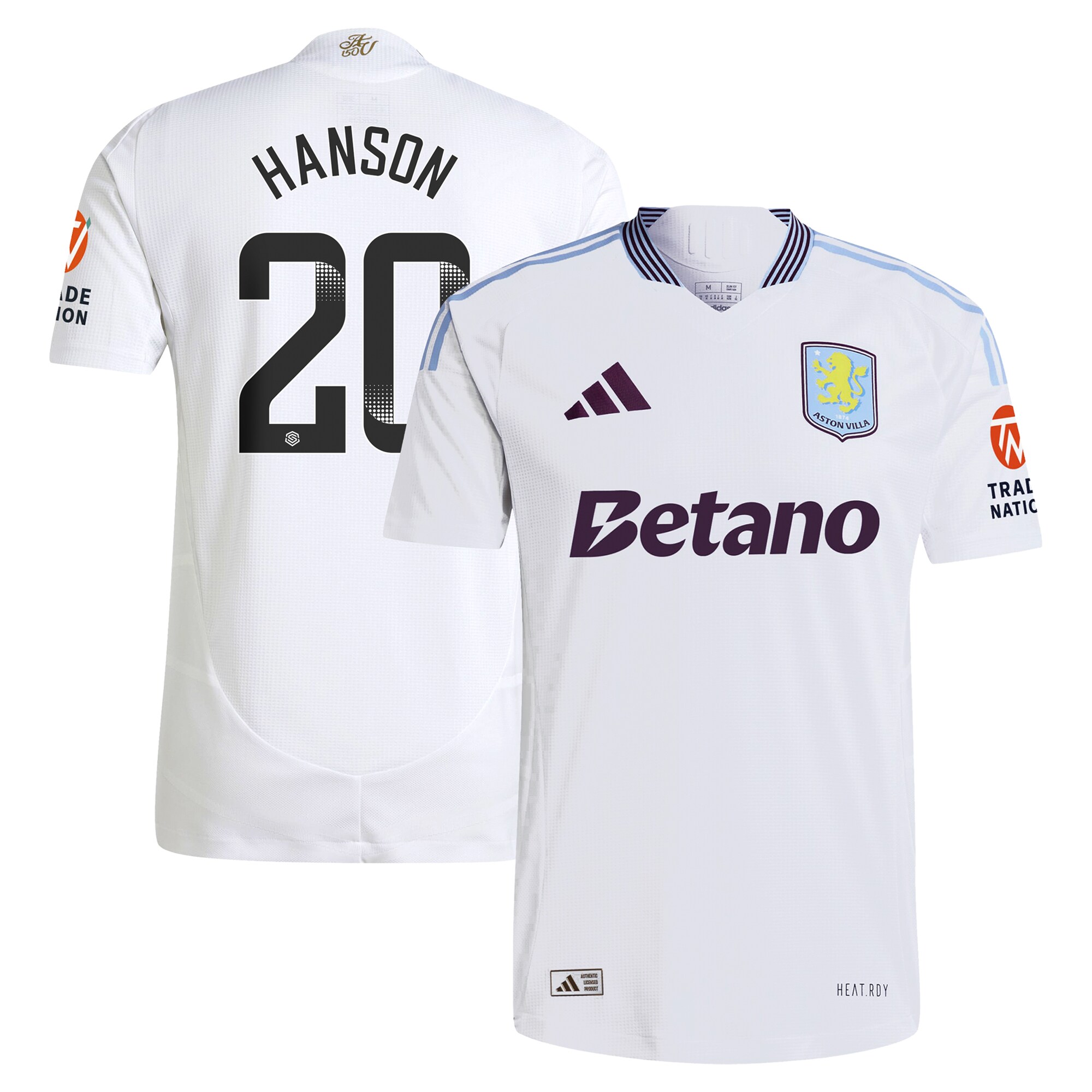 aston villa wsl adidas away authentic shirt 2024-25 with hanson 20 printing Collection | Authentic Aston Villa Shirts
