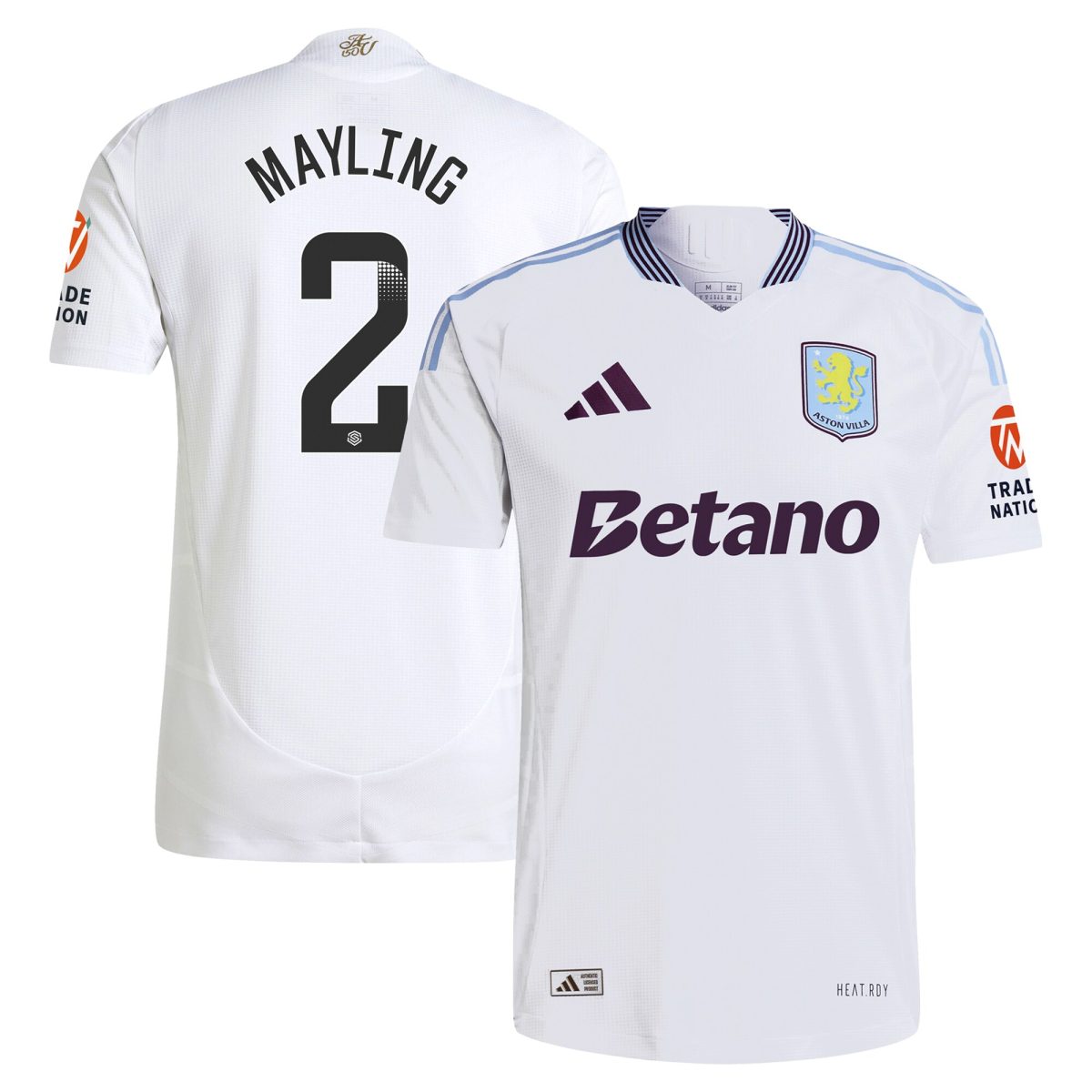 aston villa wsl adidas away authentic shirt 2024-25 with mayling 2 printing Collection | Authentic Aston Villa Shirts
