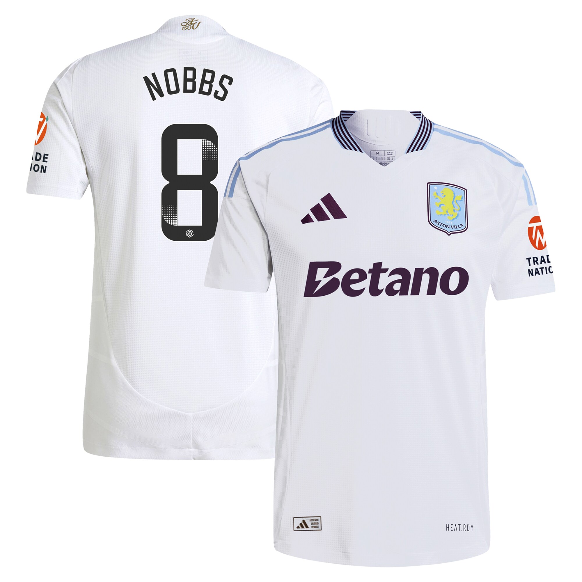 aston villa wsl adidas away authentic shirt 2024-25 with nobbs 8 printing Collection | Authentic Aston Villa Shirts