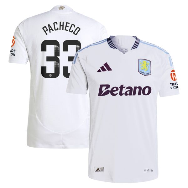 aston villa wsl adidas away authentic shirt 2024-25 with pacheco 33 printing Collection | Authentic Aston Villa Shirts