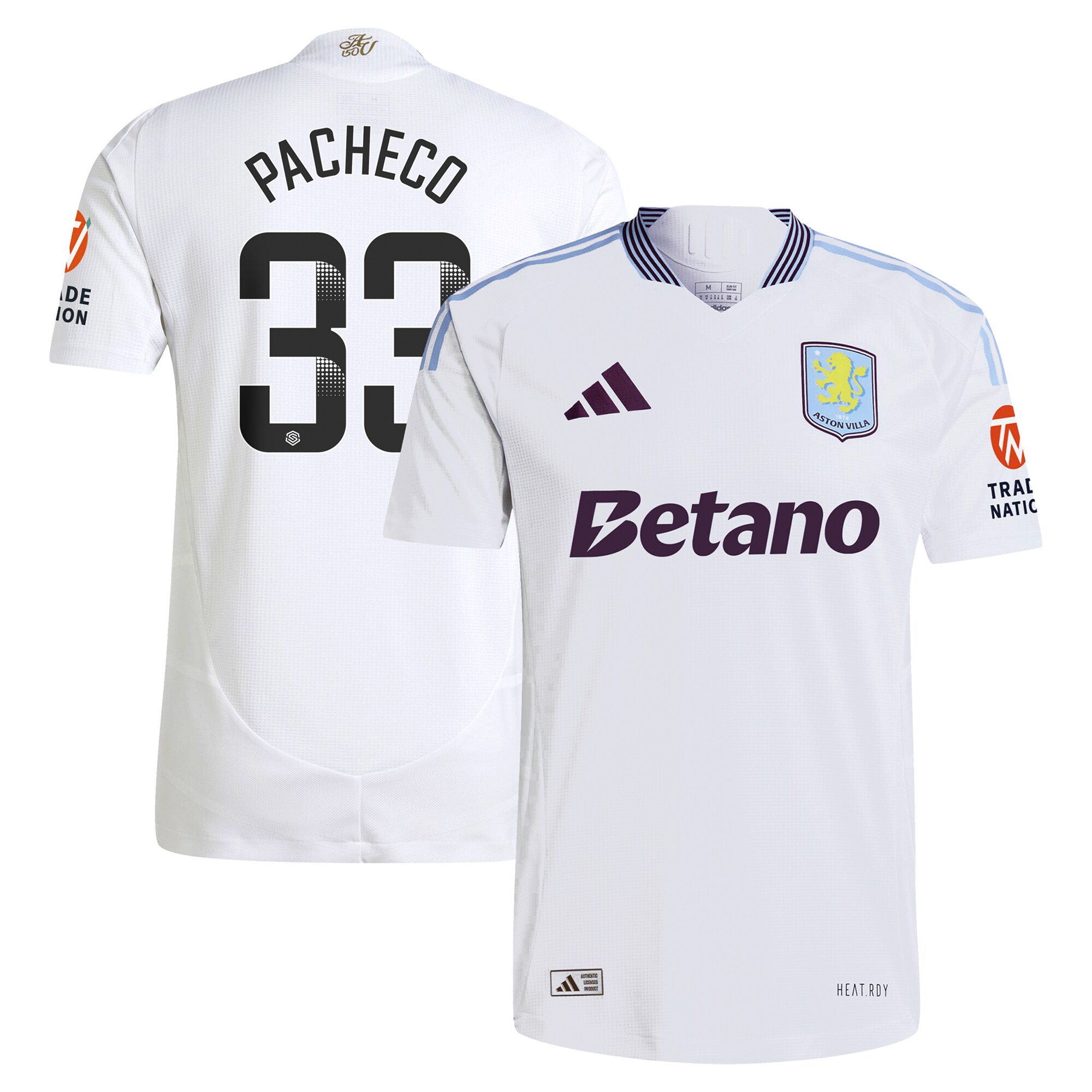 aston villa wsl adidas away authentic shirt 2024-25 with pacheco 33 printing Collection | Authentic Aston Villa Shirts