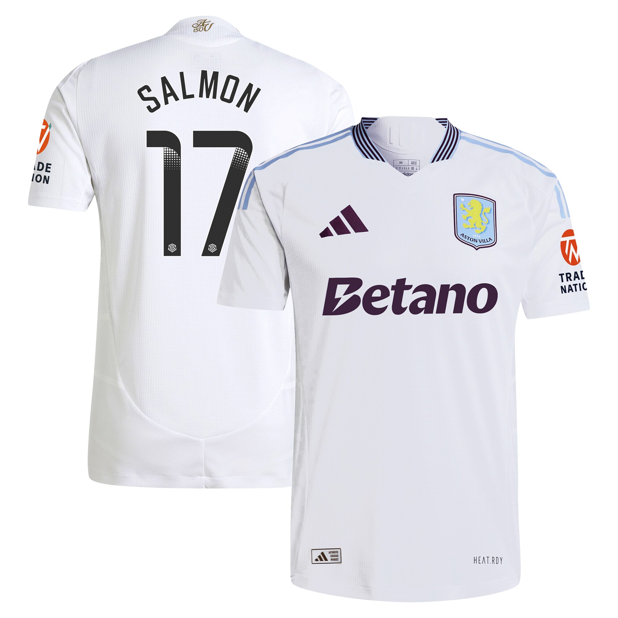 aston villa wsl adidas away authentic shirt 2024-25 with salmon 17 printing Collection | Authentic Aston Villa Shirts