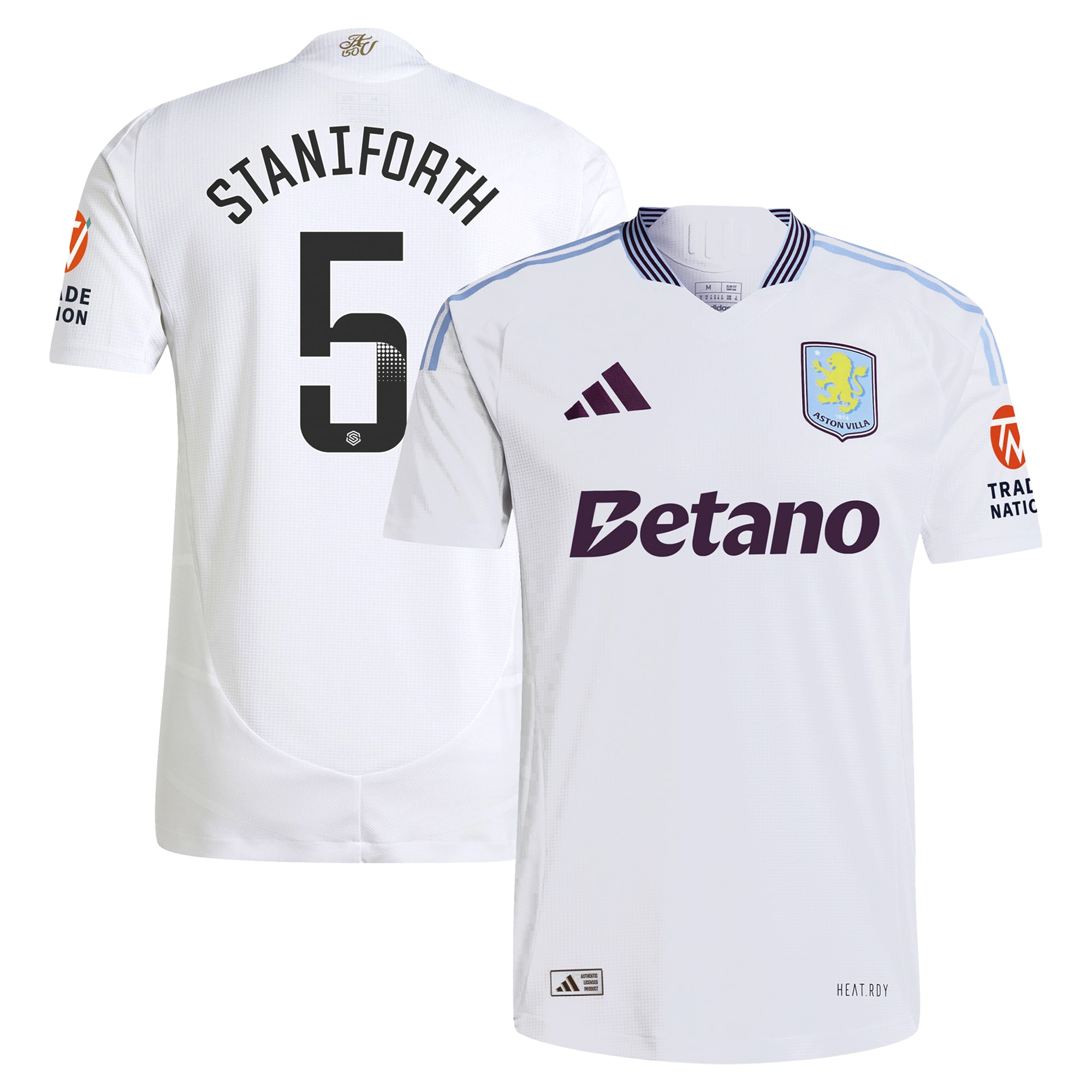 aston villa wsl adidas away authentic shirt 2024-25 with staniforth 5 printing Collection | Authentic Aston Villa Shirts