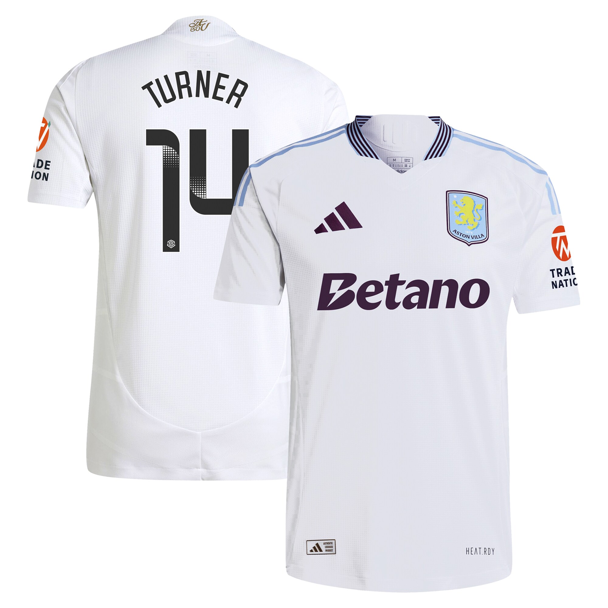 aston villa wsl adidas away authentic shirt 2024-25 with turner 14 printing Collection | Authentic Aston Villa Shirts