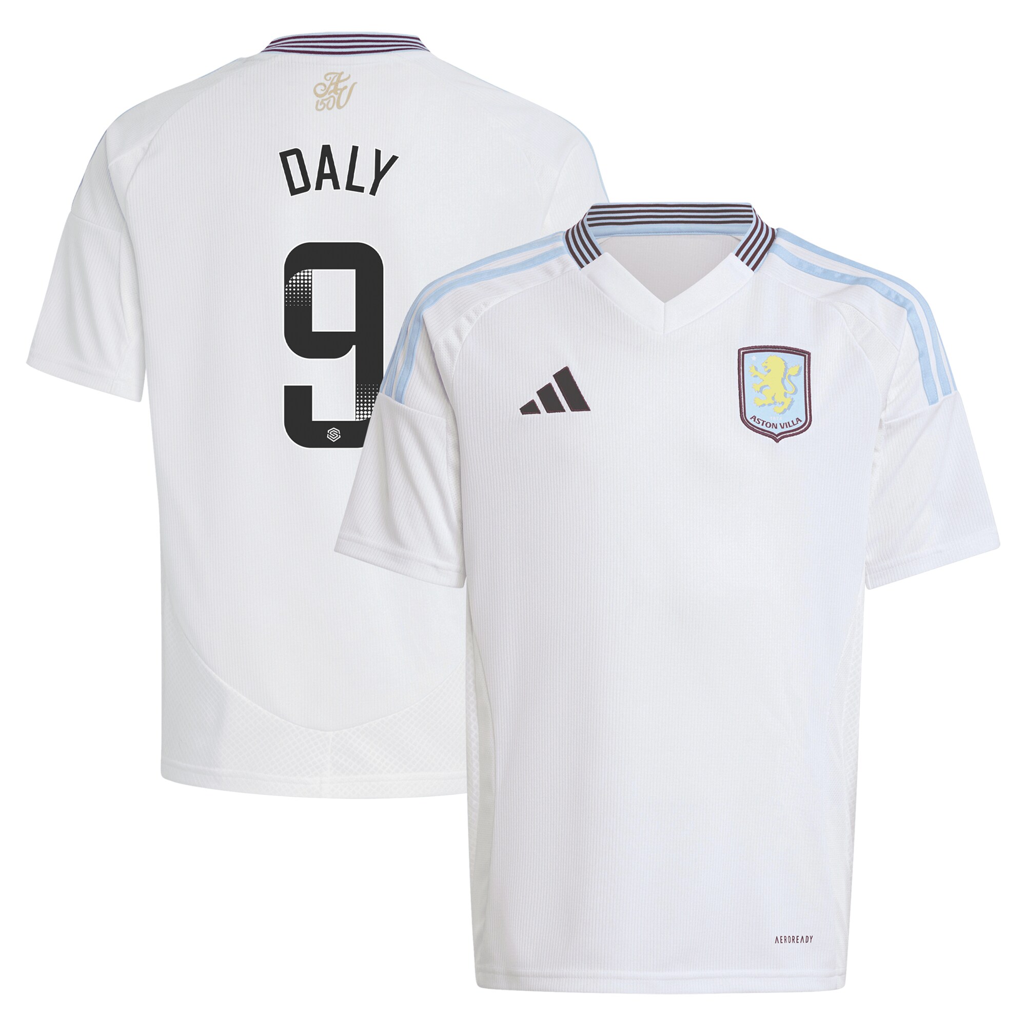 aston villa wsl adidas away shirt 2024-25 – kids with daly 9 printing Collection | Authentic Aston Villa Shirts