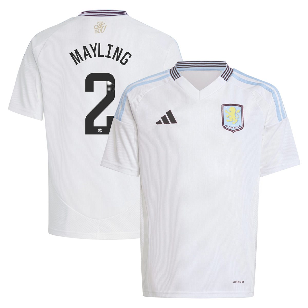 aston villa wsl adidas away shirt 2024-25 – kids with mayling 2 printing Collection | Authentic Aston Villa Shirts