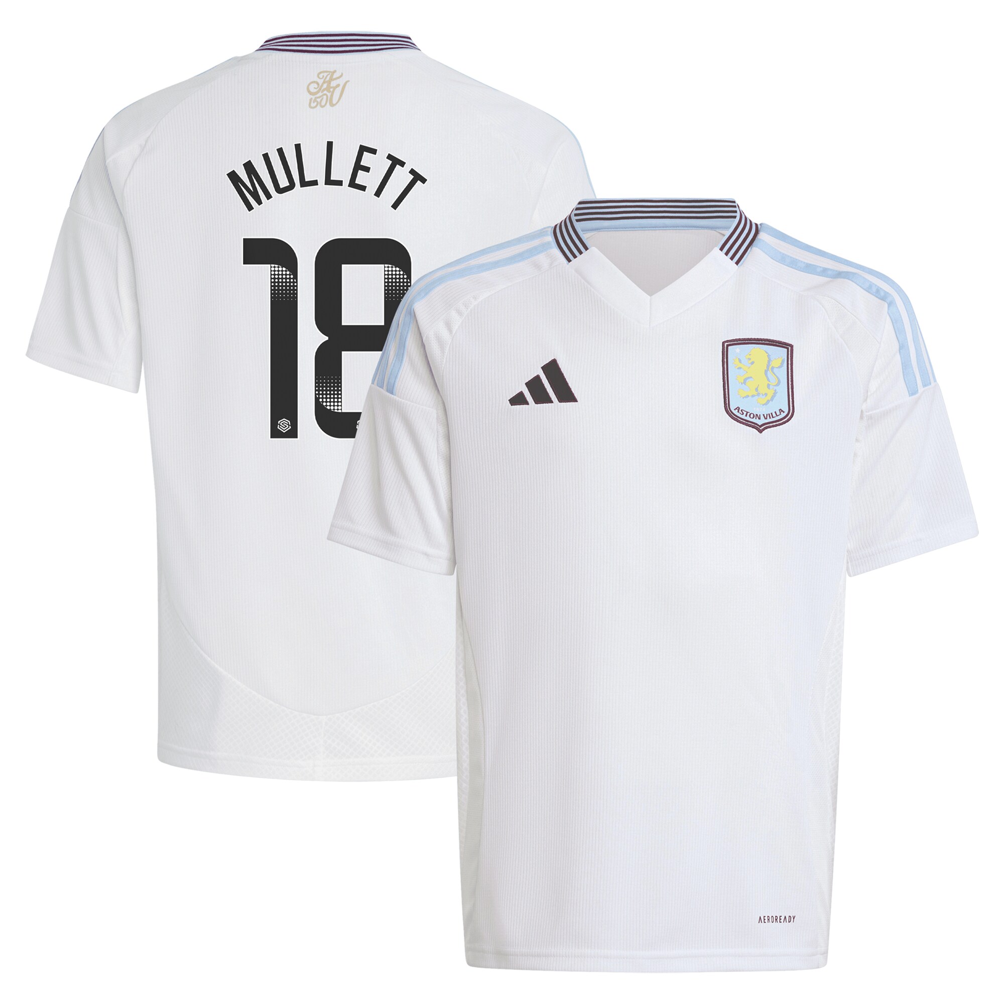 aston villa wsl adidas away shirt 2024-25 – kids with mullett 18 printing Collection | Authentic Aston Villa Shirts