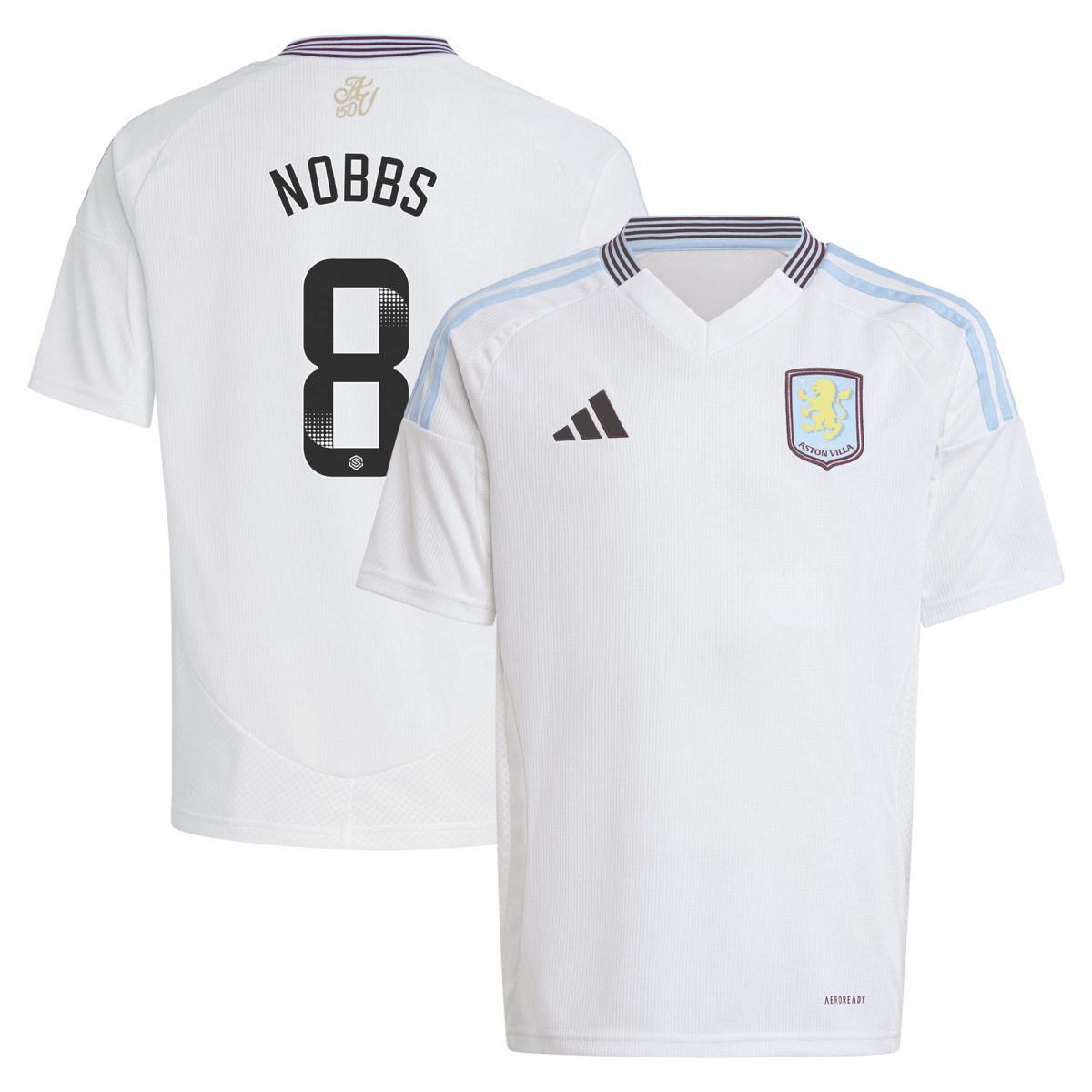aston villa wsl adidas away shirt 2024-25 – kids with nobbs 8 printing Collection | Authentic Aston Villa Shirts