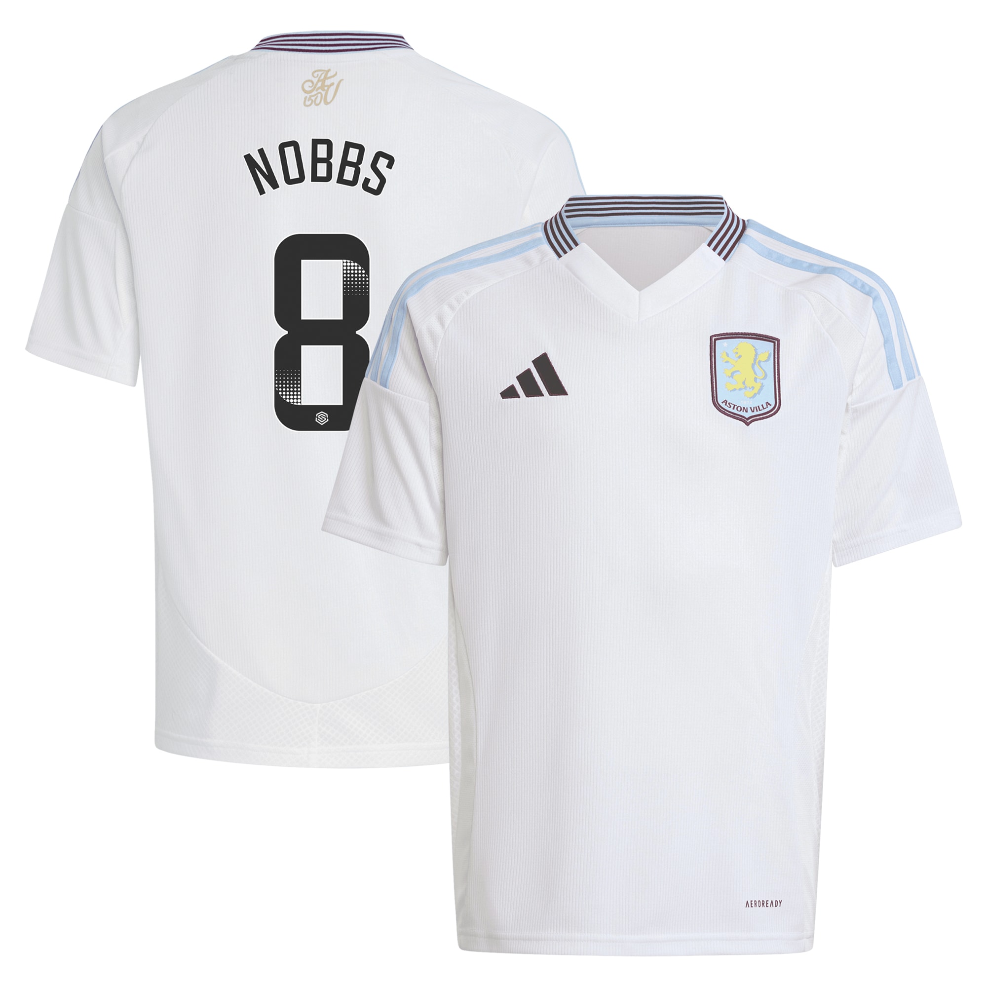 aston villa wsl adidas away shirt 2024-25 – kids with nobbs 8 printing Collection | Authentic Aston Villa Shirts