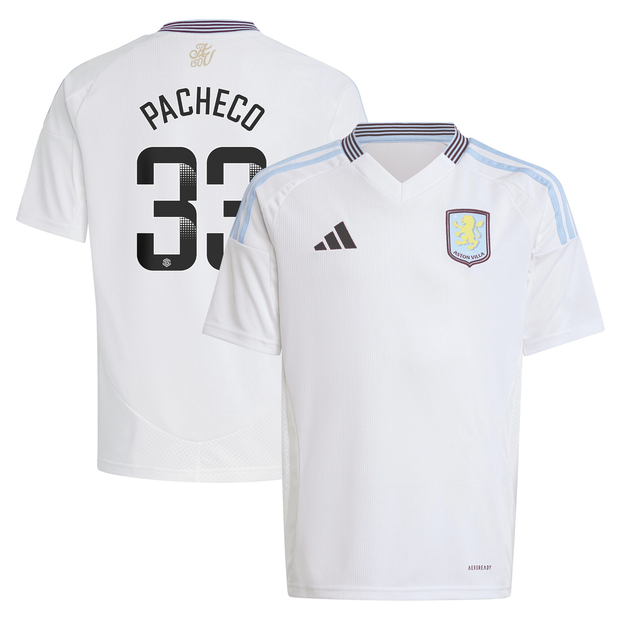 aston villa wsl adidas away shirt 2024-25 – kids with pacheco 33 printing Collection | Authentic Aston Villa Shirts