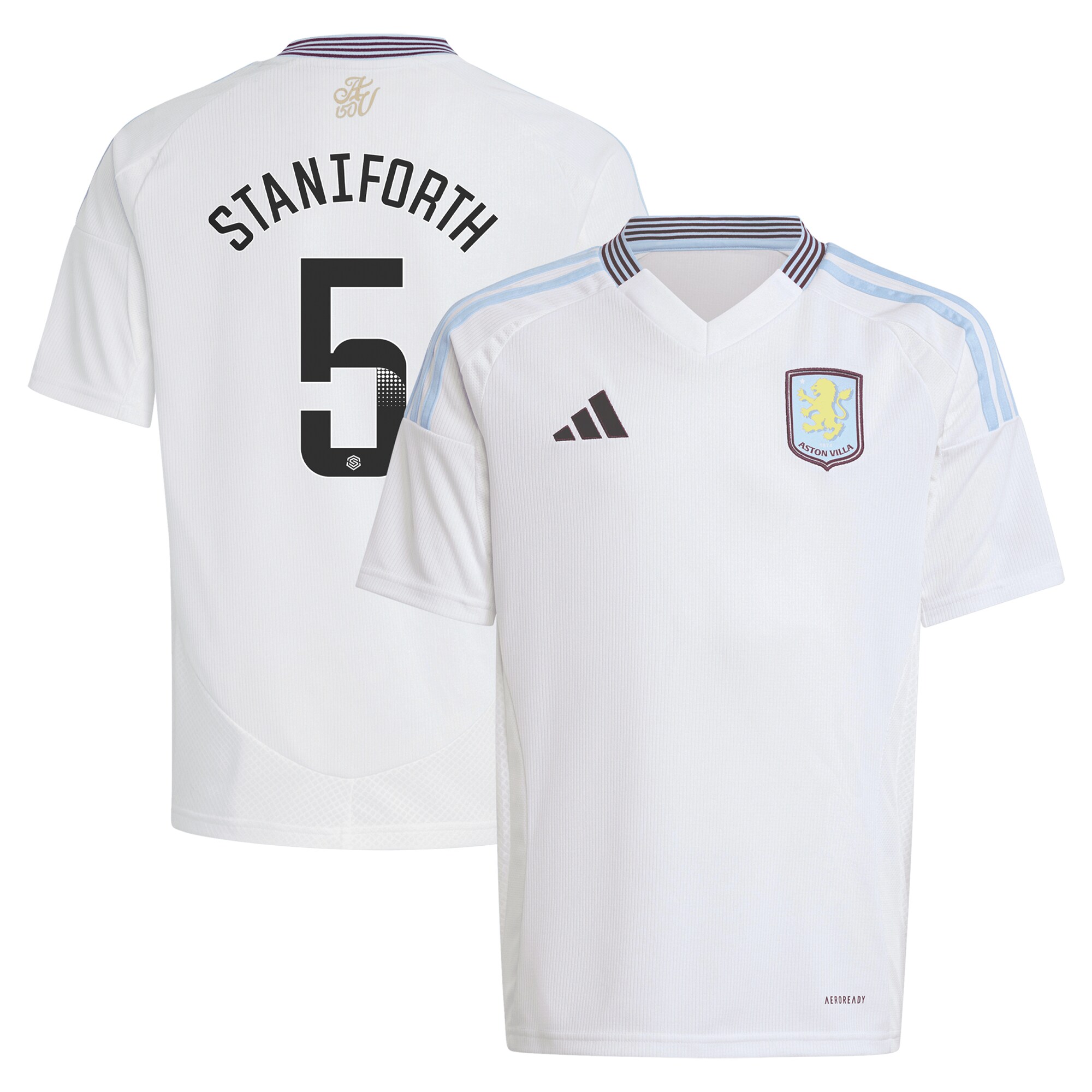 aston villa wsl adidas away shirt 2024-25 – kids with staniforth 5 printing Collection | Authentic Aston Villa Shirts