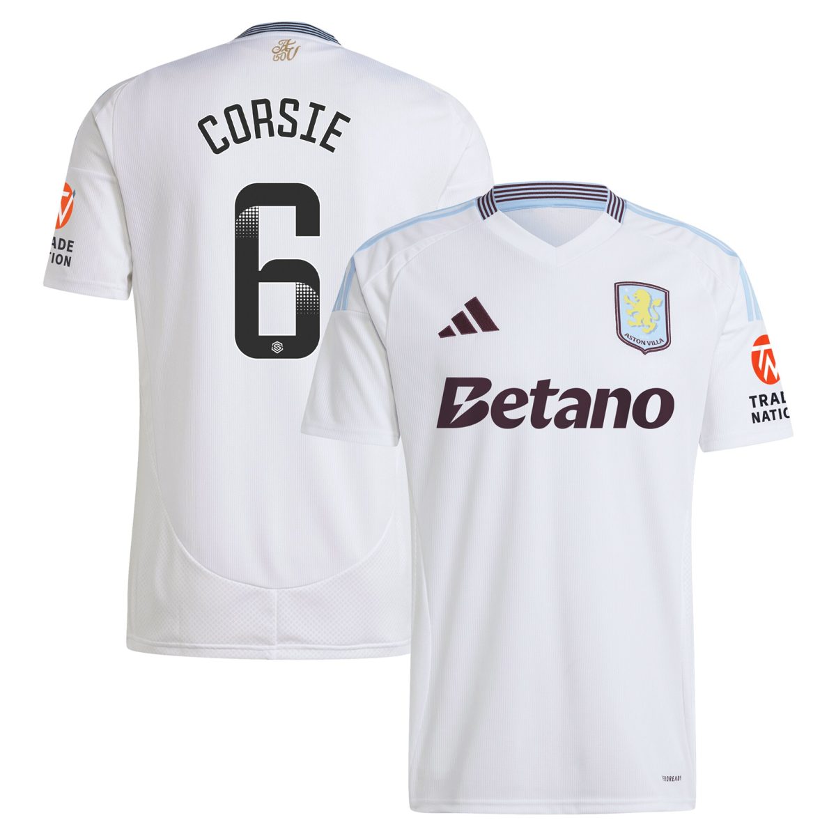aston villa wsl adidas away shirt 2024-25 with corsie 6 printing Collection | Authentic Aston Villa Shirts