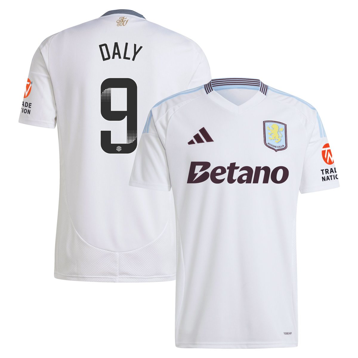 aston villa wsl adidas away shirt 2024-25 with daly 9 printing Collection | Authentic Aston Villa Shirts