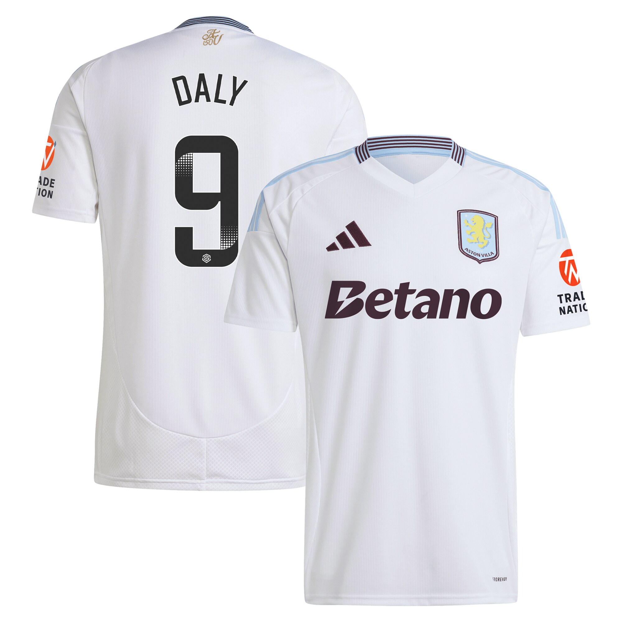 aston villa wsl adidas away shirt 2024-25 with daly 9 printing Collection | Authentic Aston Villa Shirts