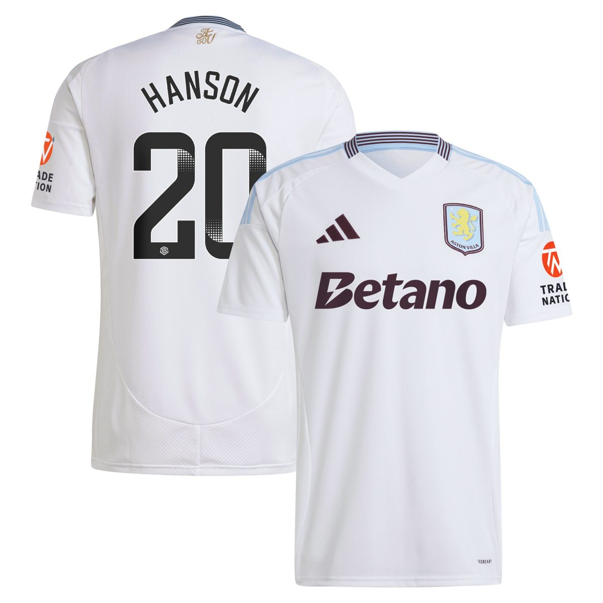 aston villa wsl adidas away shirt 2024-25 with hanson 20 printing Collection | Authentic Aston Villa Shirts