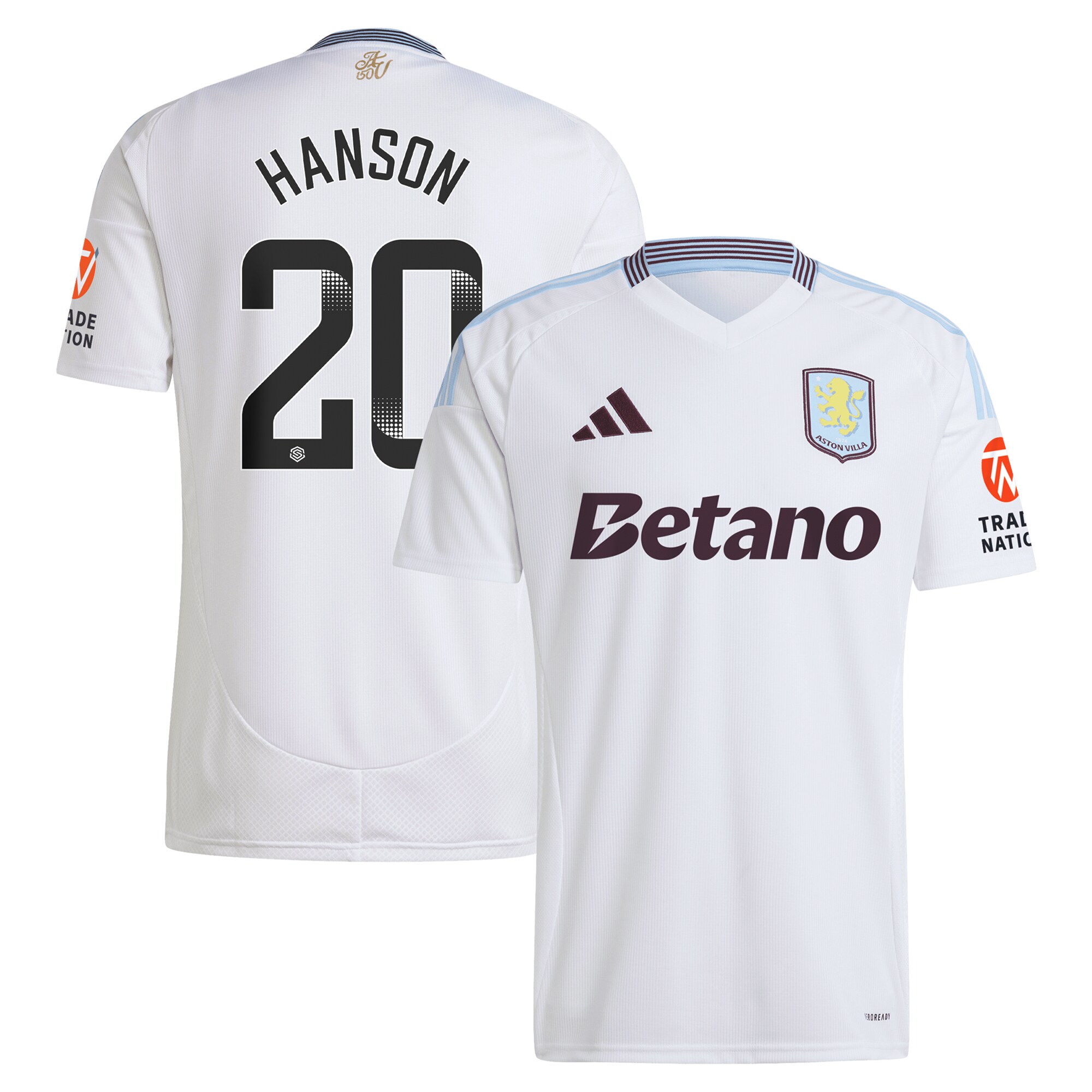 aston villa wsl adidas away shirt 2024-25 with hanson 20 printing Collection | Authentic Aston Villa Shirts