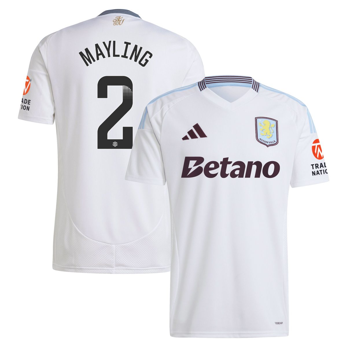 aston villa wsl adidas away shirt 2024-25 with mayling 2 printing Collection | Authentic Aston Villa Shirts