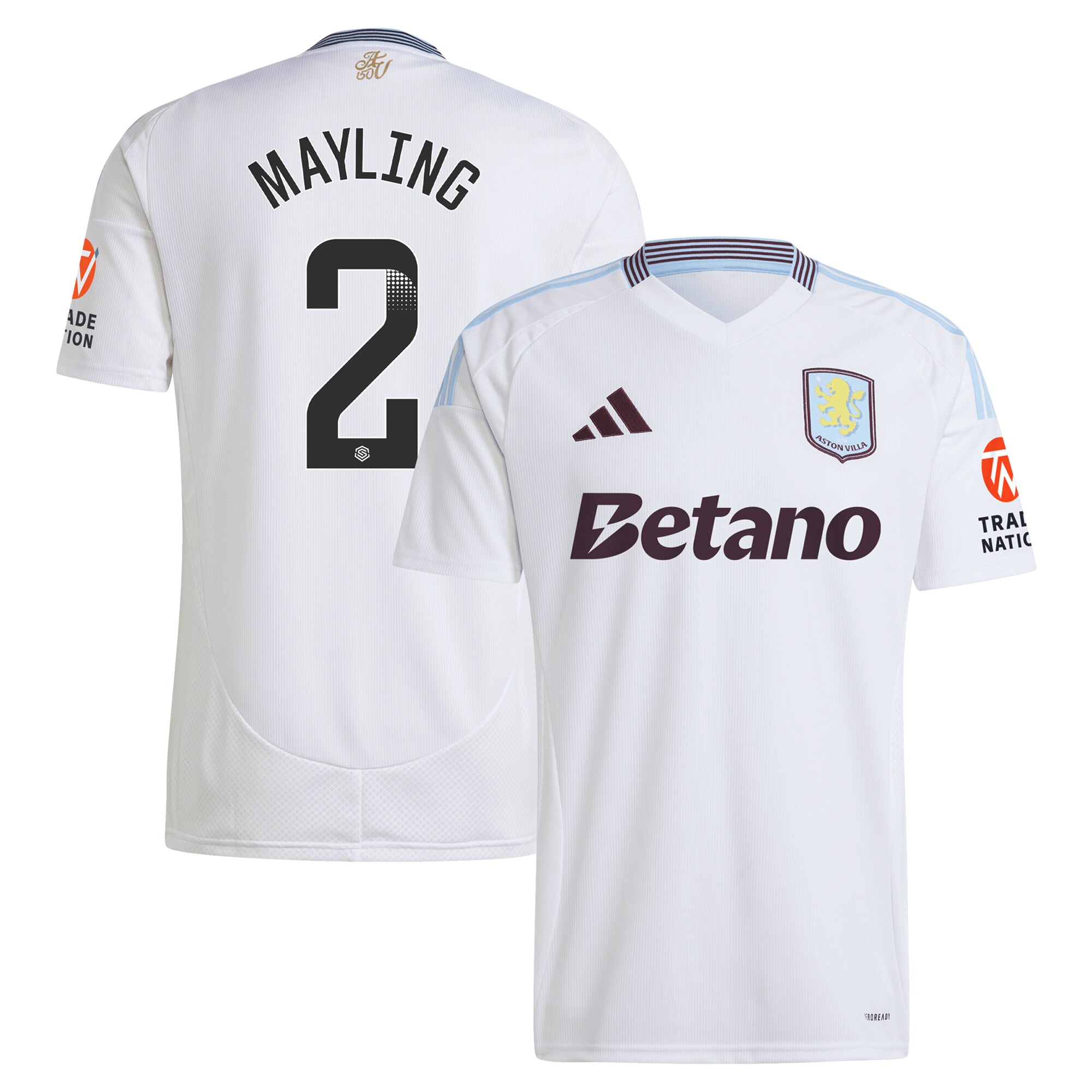 aston villa wsl adidas away shirt 2024-25 with mayling 2 printing Collection | Authentic Aston Villa Shirts