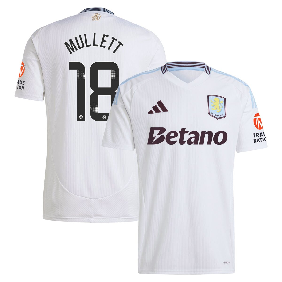 aston villa wsl adidas away shirt 2024-25 with mullett 18 printing Collection | Authentic Aston Villa Shirts