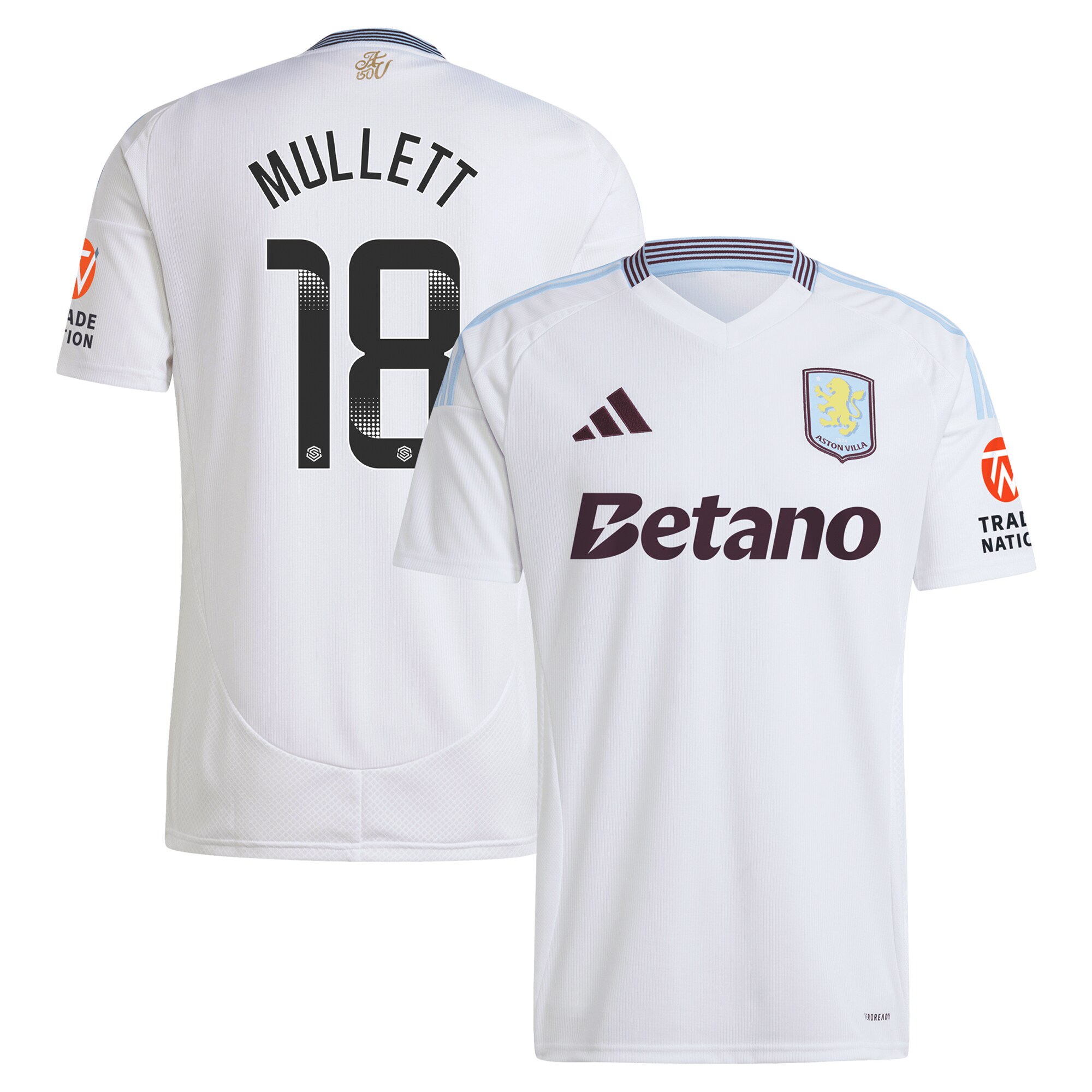 aston villa wsl adidas away shirt 2024-25 with mullett 18 printing Collection | Authentic Aston Villa Shirts