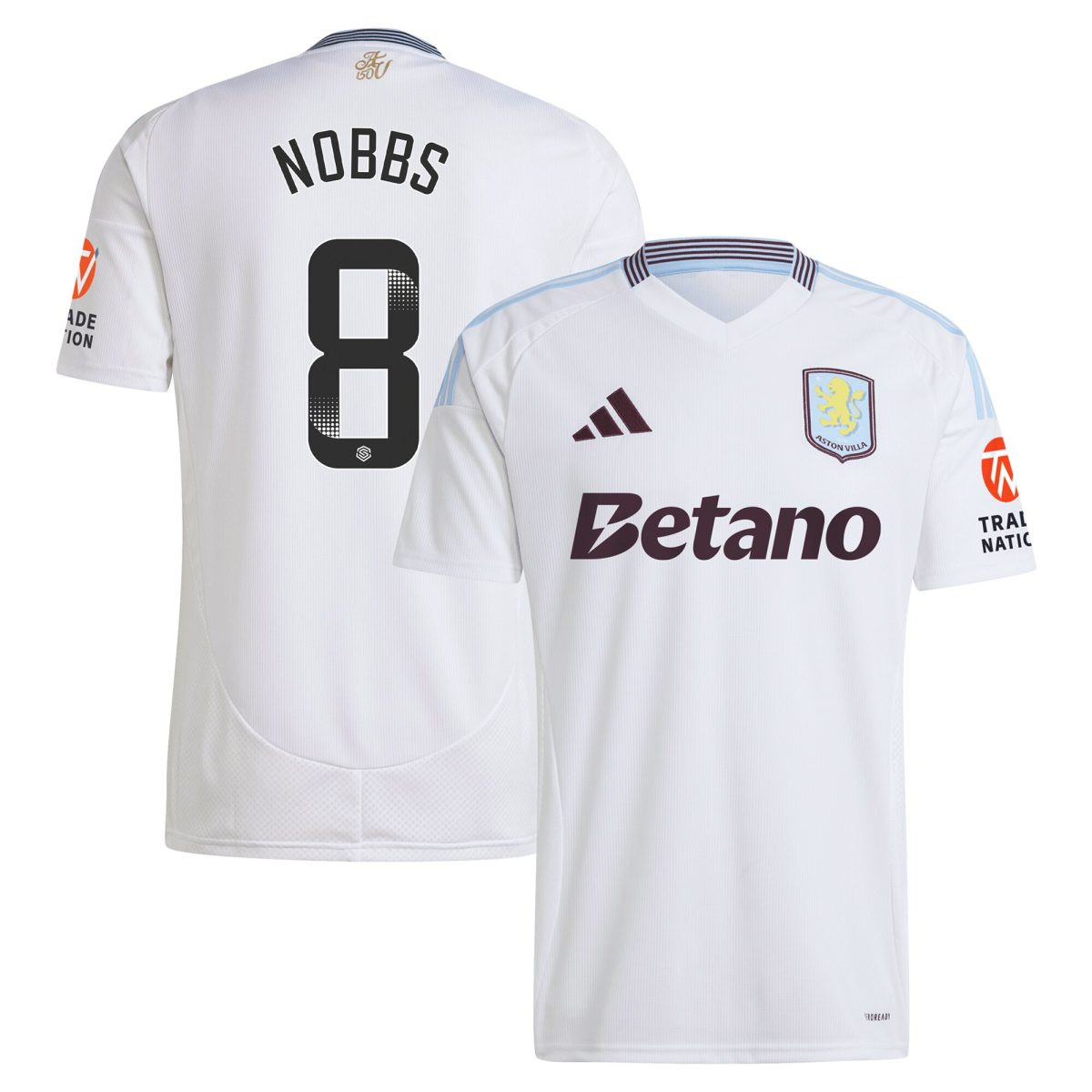 aston villa wsl adidas away shirt 2024-25 with nobbs 8 printing Collection | Authentic Aston Villa Shirts