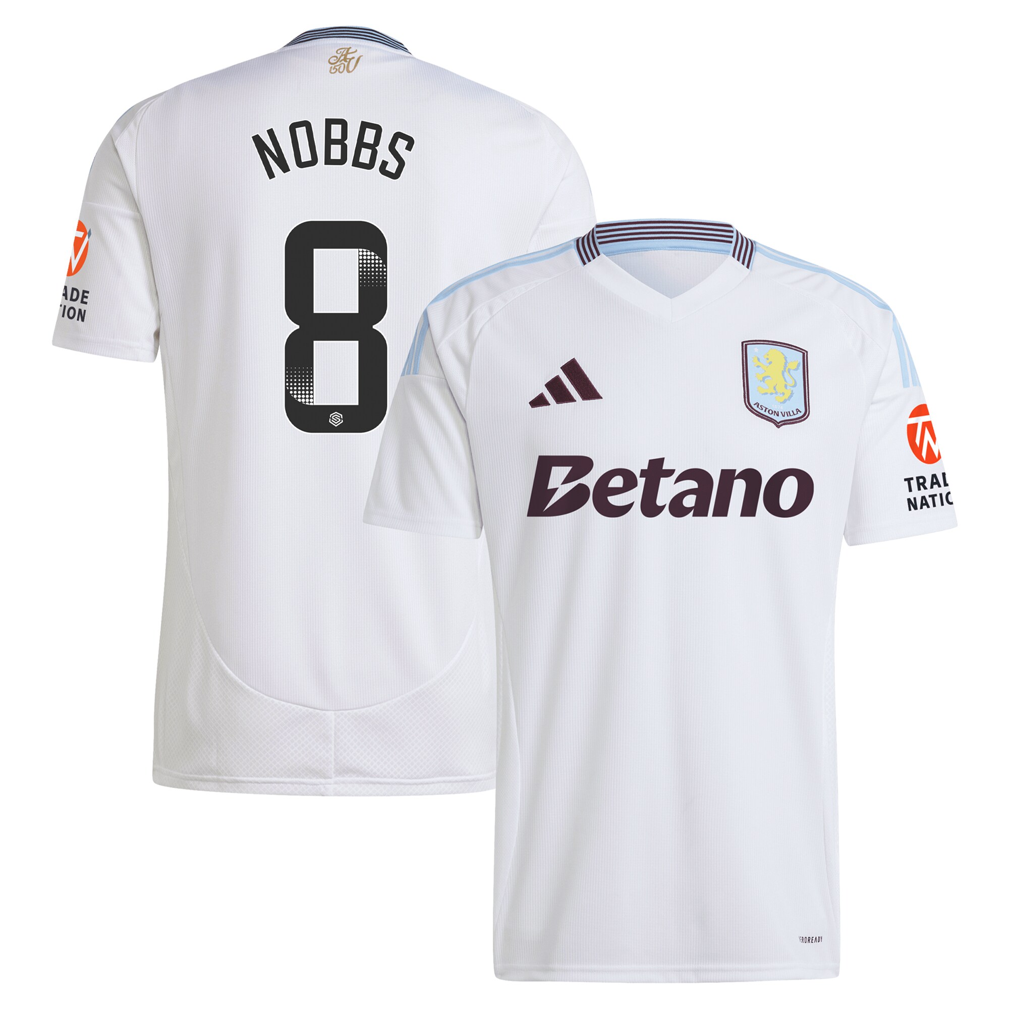 aston villa wsl adidas away shirt 2024-25 with nobbs 8 printing Collection | Authentic Aston Villa Shirts