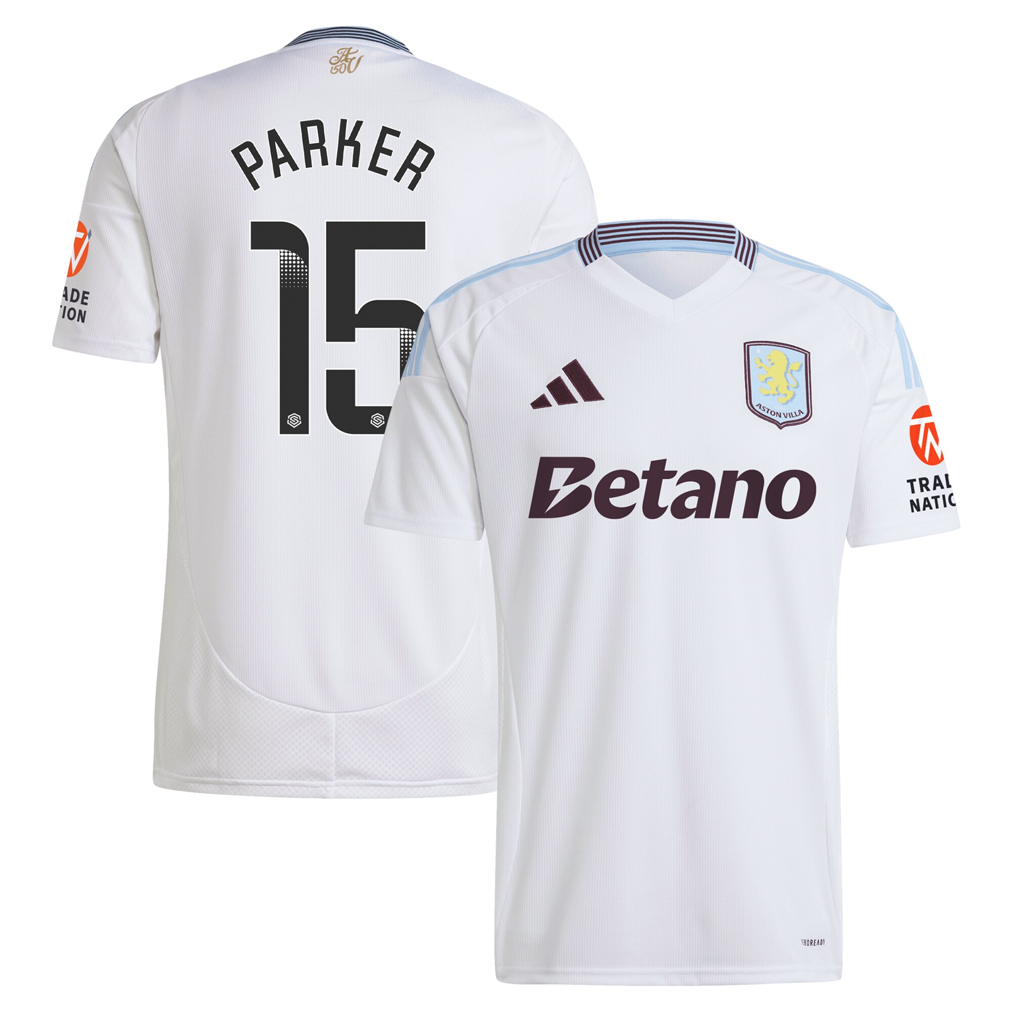 aston villa wsl adidas away shirt 2024-25 with parker 15 printing Collection | Authentic Aston Villa Shirts