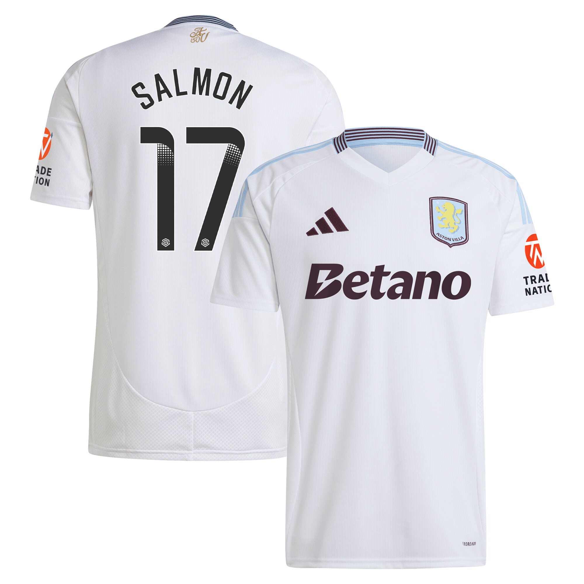 aston villa wsl adidas away shirt 2024-25 with salmon 17 printing Collection | Authentic Aston Villa Shirts