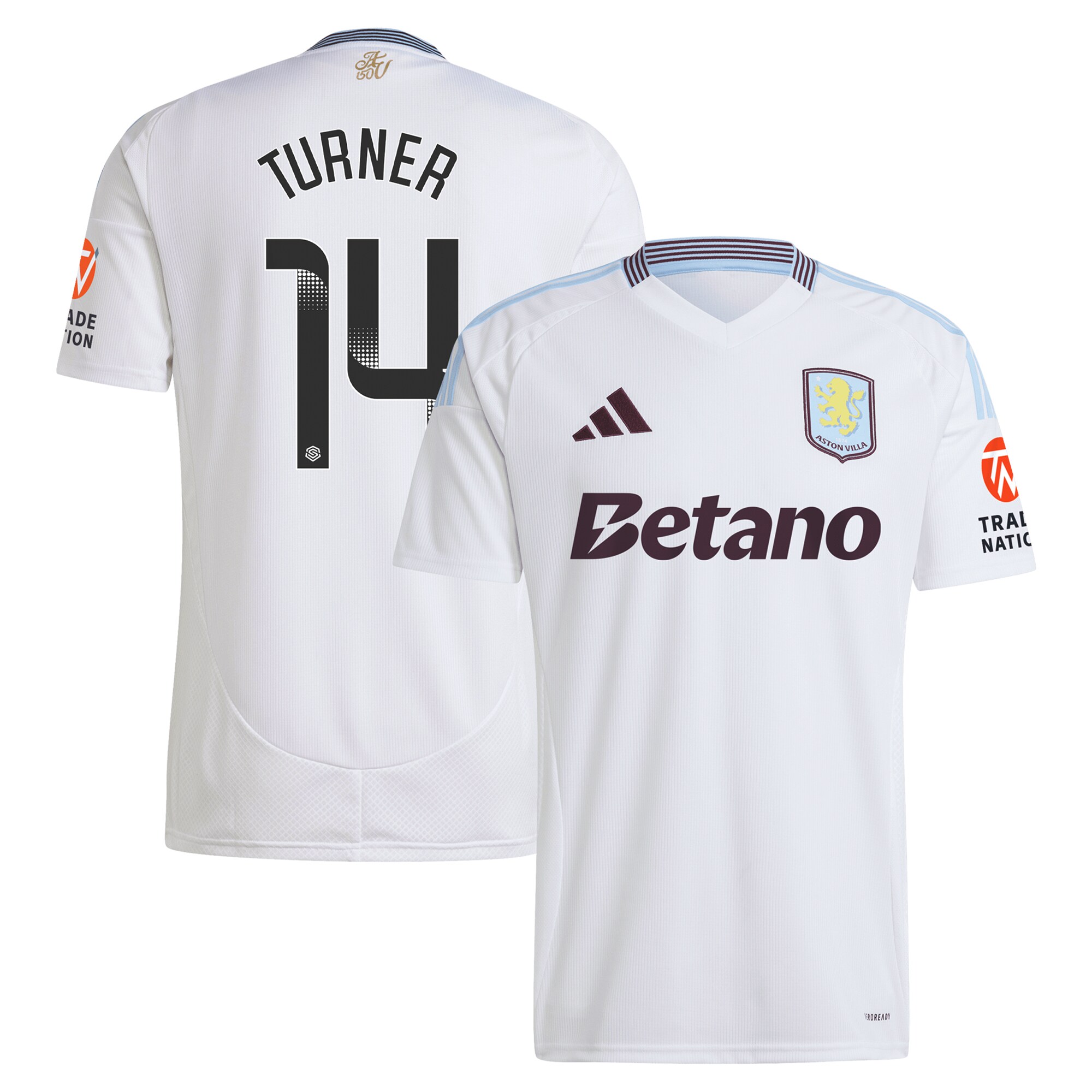 aston villa wsl adidas away shirt 2024-25 with turner 14 printing Collection | Authentic Aston Villa Shirts